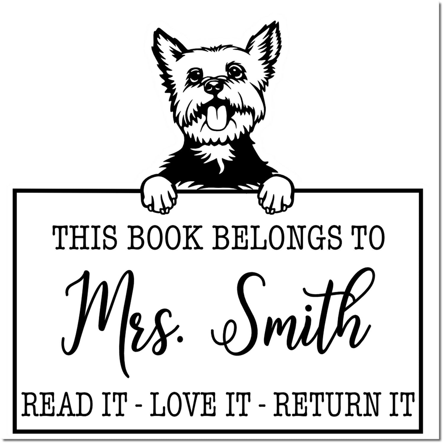 Yorkie Customizable Dog-Themed Read It Return It Stamp - Engineer Seal Stamps