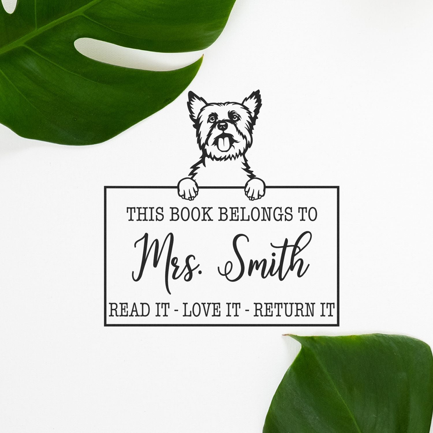 Customizable Library Ownership Stamp with Yorkshire Terrier - Engineer Seal Stamps