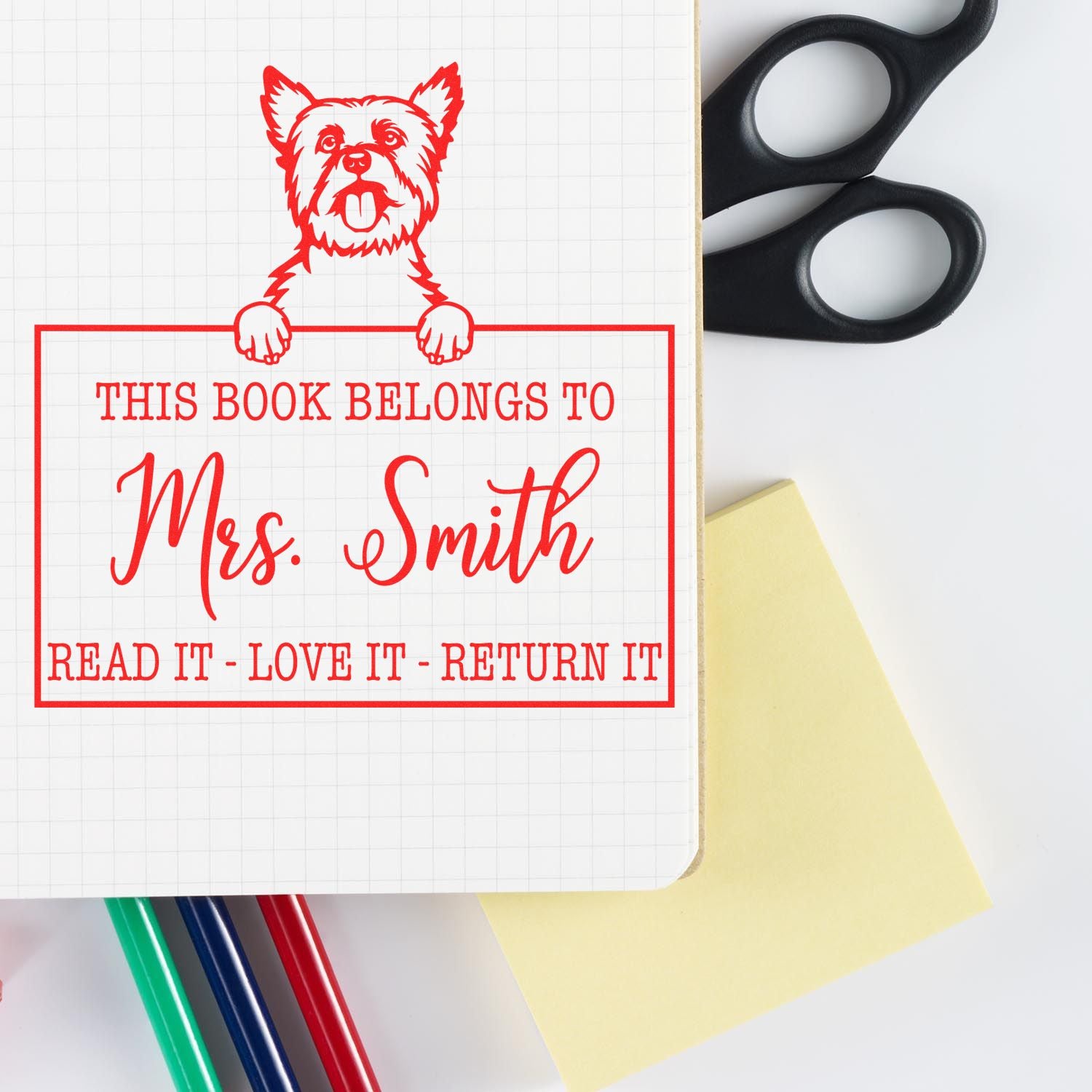 Yorkshire Terrier Custom Made Dog This Book Belongs To Stamp - Engineer Seal Stamps