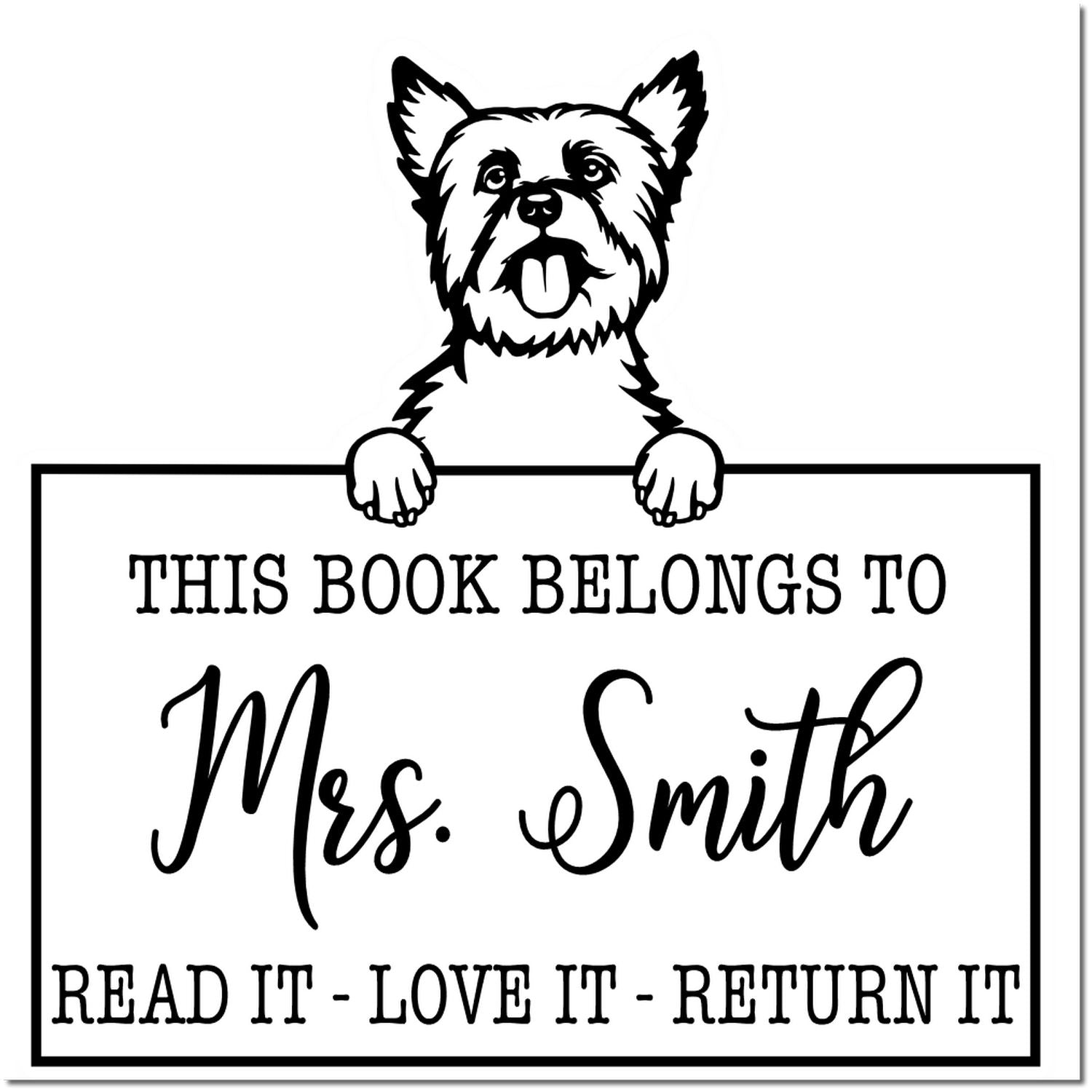 Yorkshire Terrier Customizable Dog-Themed Read It Love It Return It Stamp - Engineer Seal Stamps