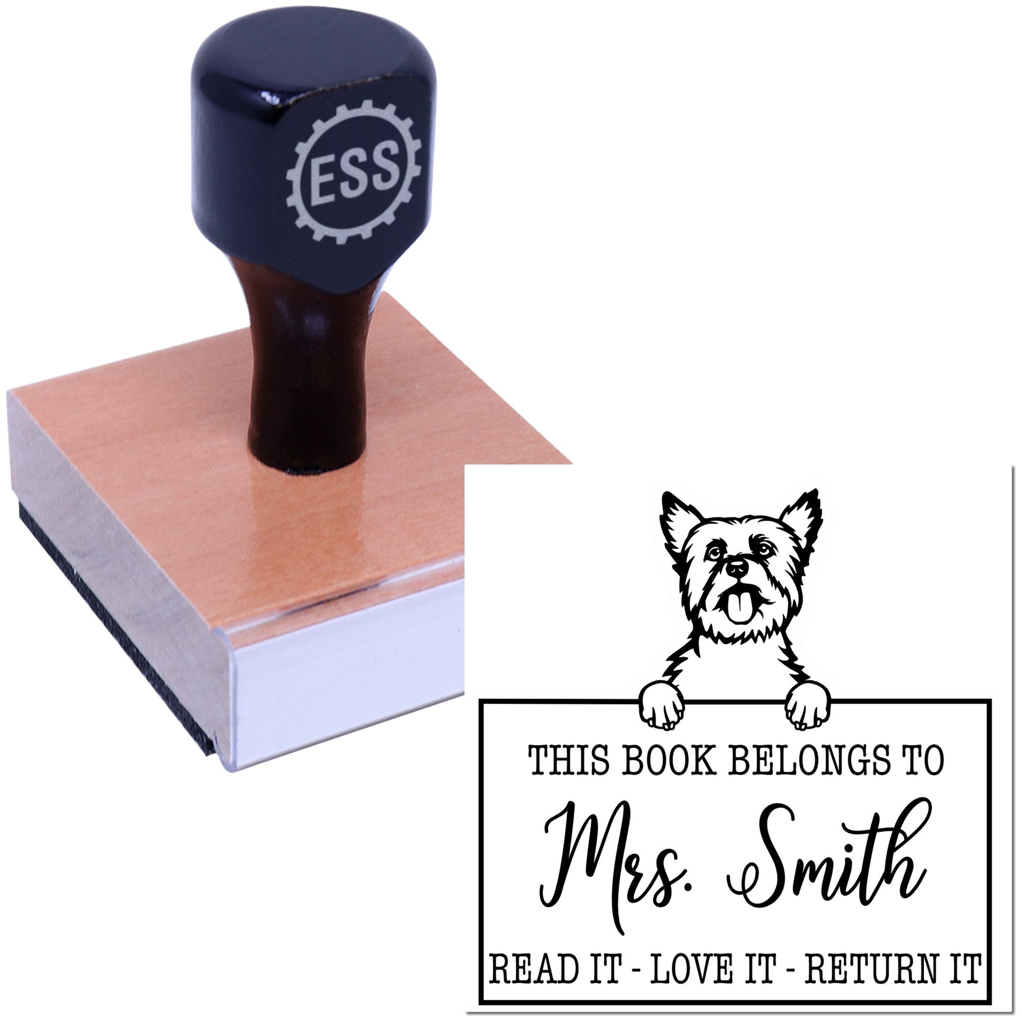 Yorkshire Terrier Custom Made Dog This Book Belongs To Stamp - Engineer Seal Stamps