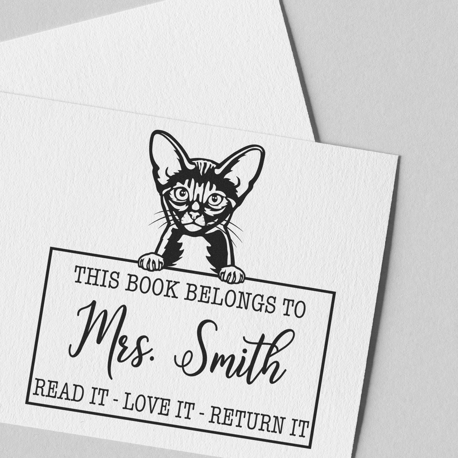 Abyssinian Personalized Cat Book Stamp - Engineer Seal Stamps