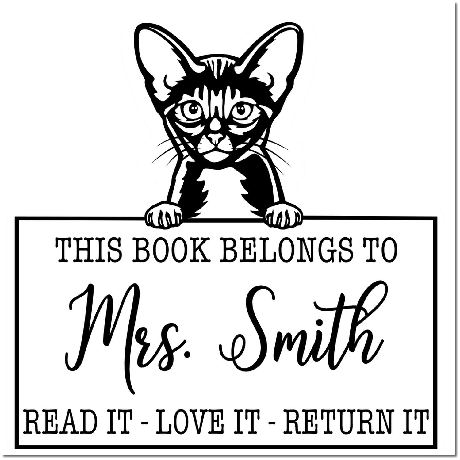 Abyssinian Personalized Cat Book Stamp - Engineer Seal Stamps