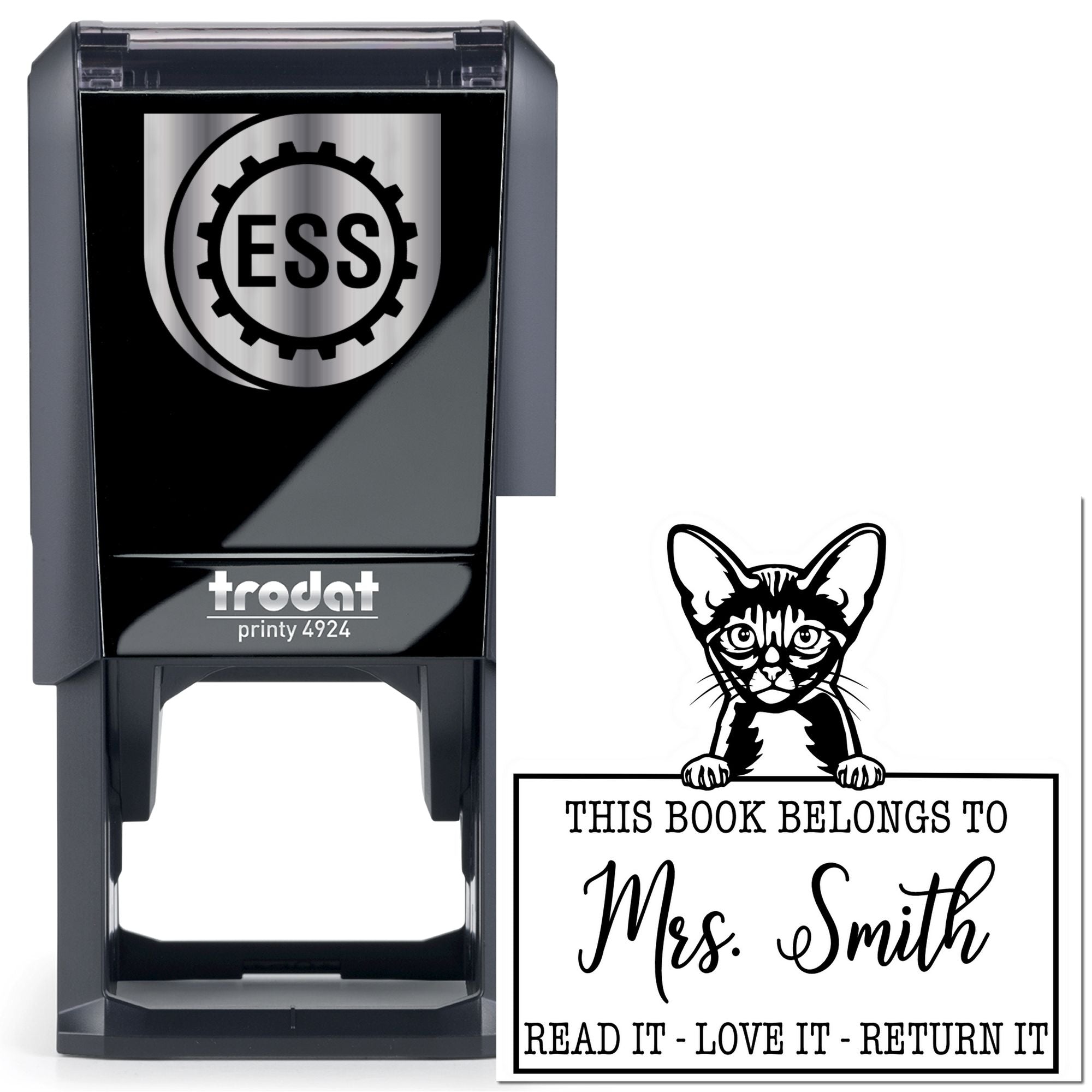Abyssinian Customized Cat Book Stamp - Engineer Seal Stamps