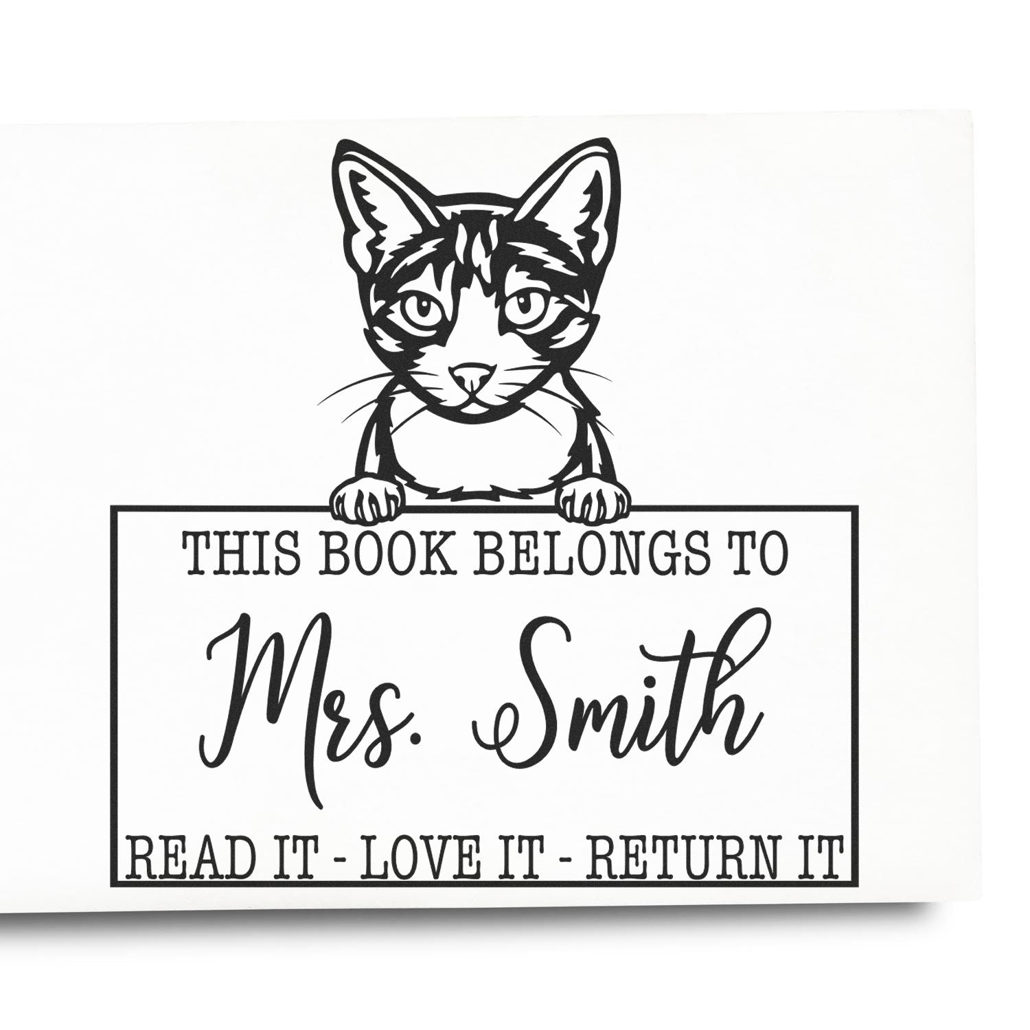 Custom From The Desk Of Teacher Stamp with Aegean Cat - Engineer Seal Stamps