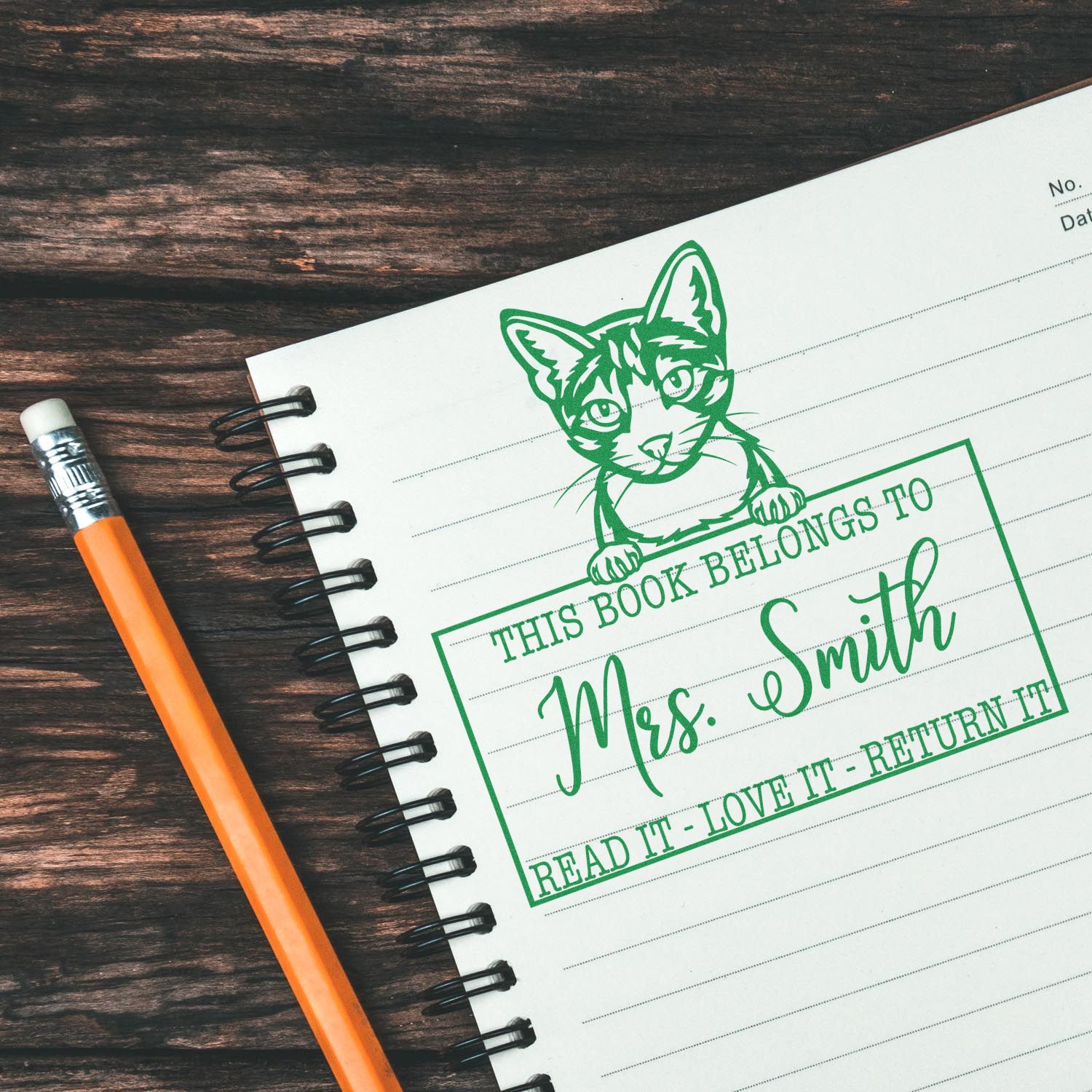 Aegean Personalized Cat Bookplate? Stamp - Engineer Seal Stamps