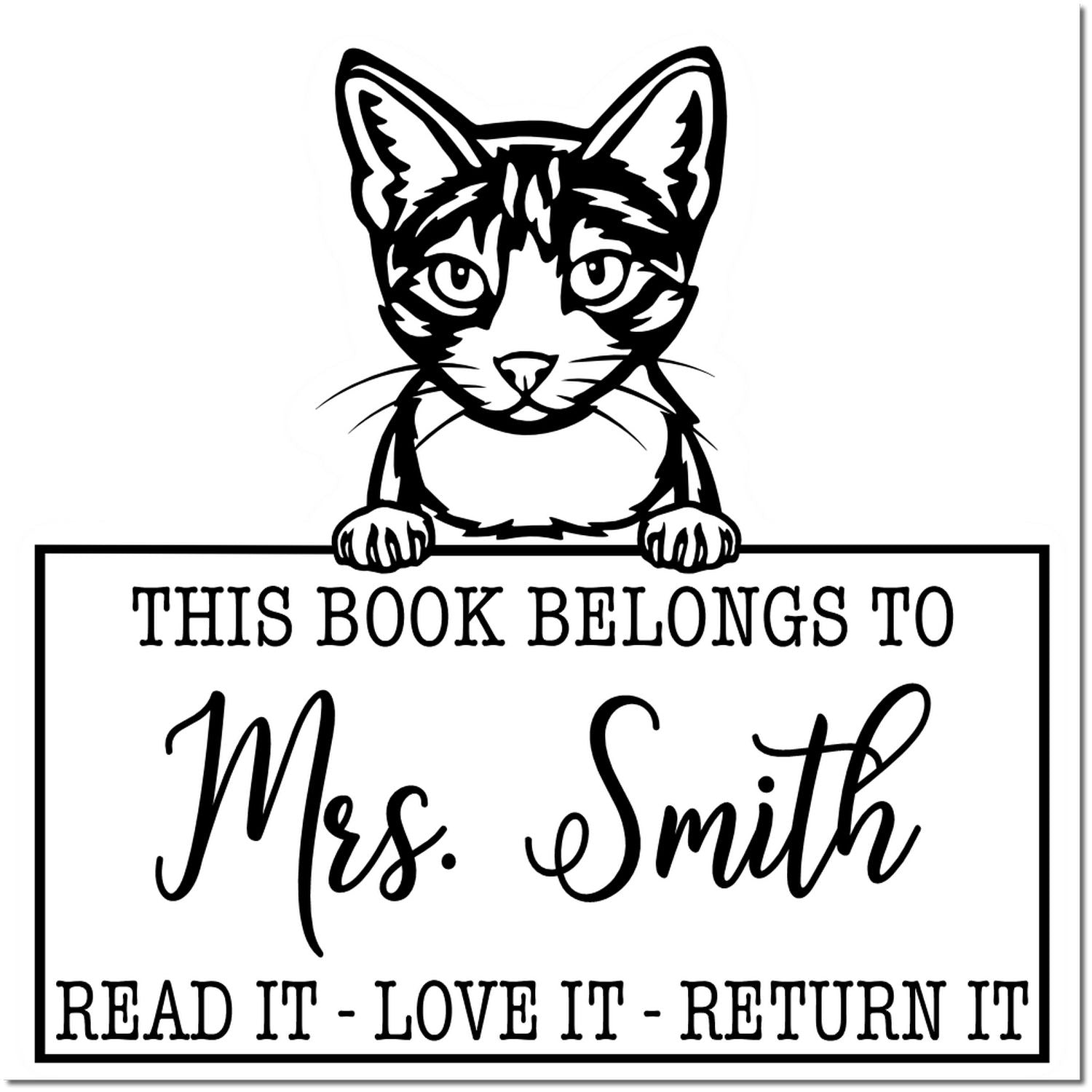 Aegean Personalized Cat Bookplate? Stamp - Engineer Seal Stamps