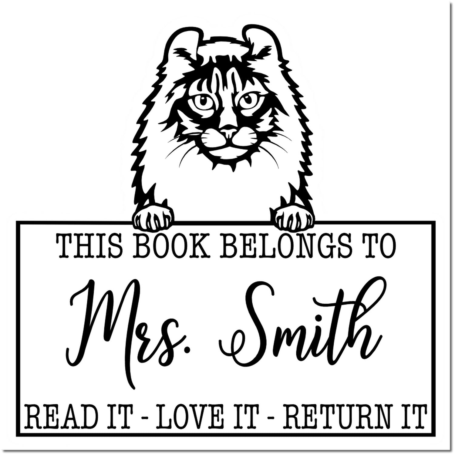 American Curl Personalized Cat Read It Love It Return It Stamp - Engineer Seal Stamps