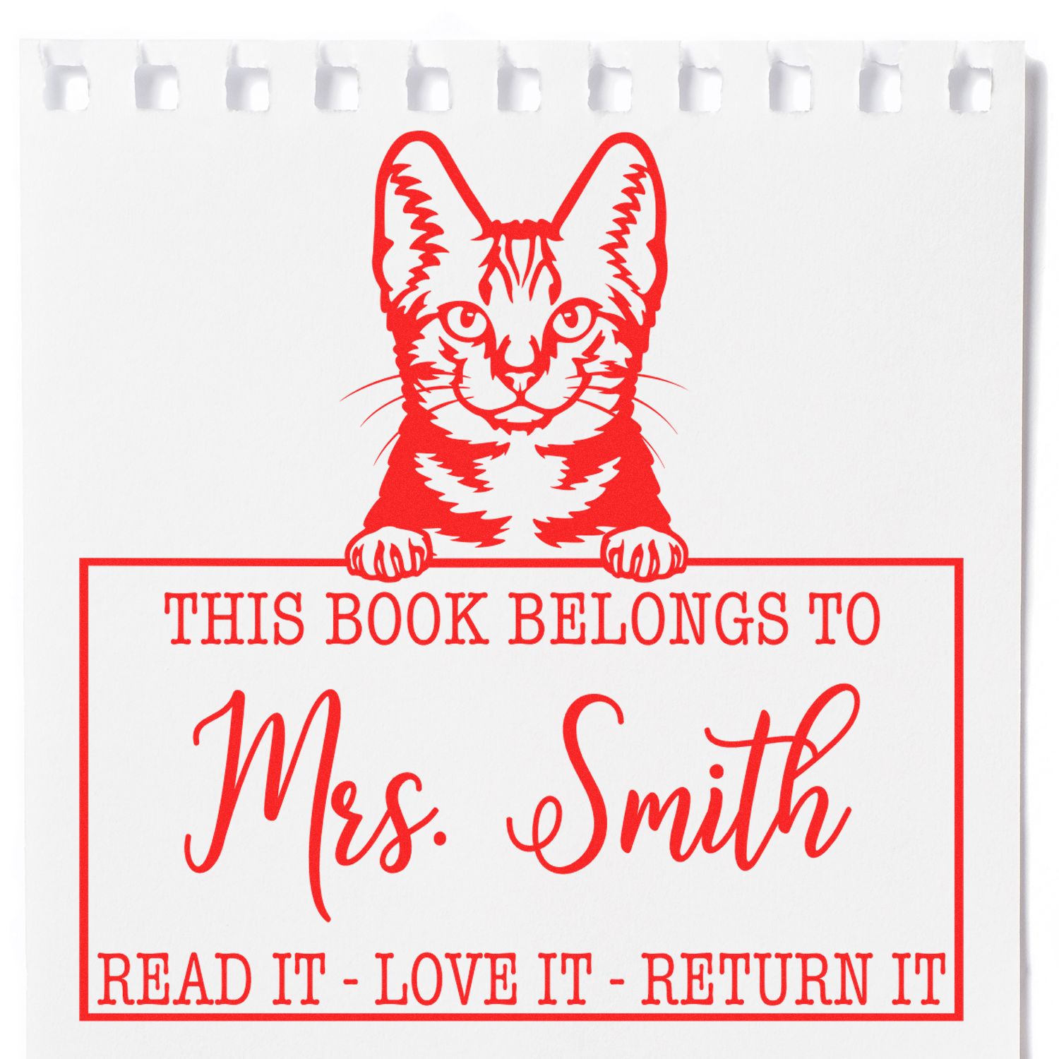 American Shorthair Cat Custom Teacher's Library Stamp - Engineer Seal Stamps