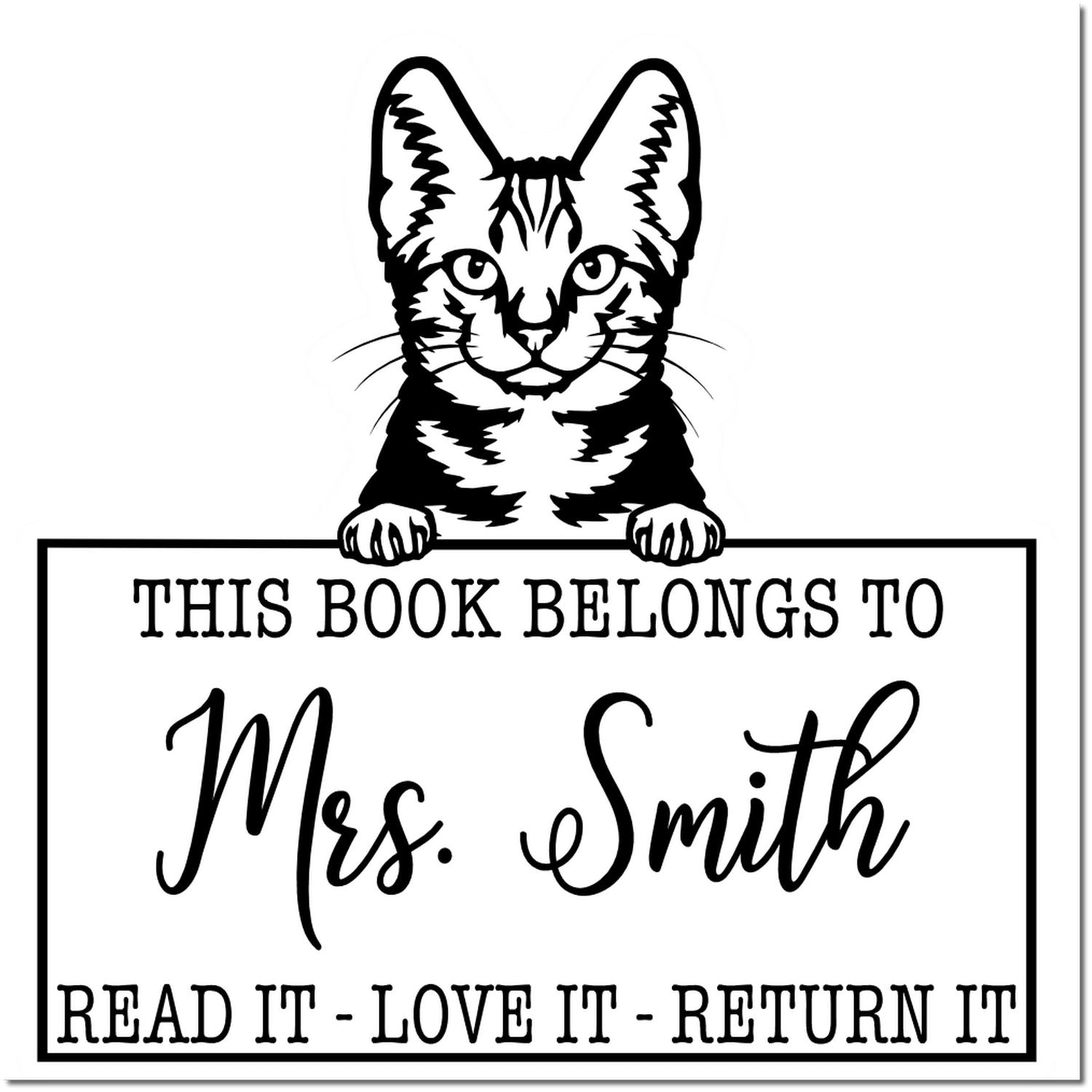 American Shorthair Personalized Cat This Book Belongs To Stamp - Engineer Seal Stamps