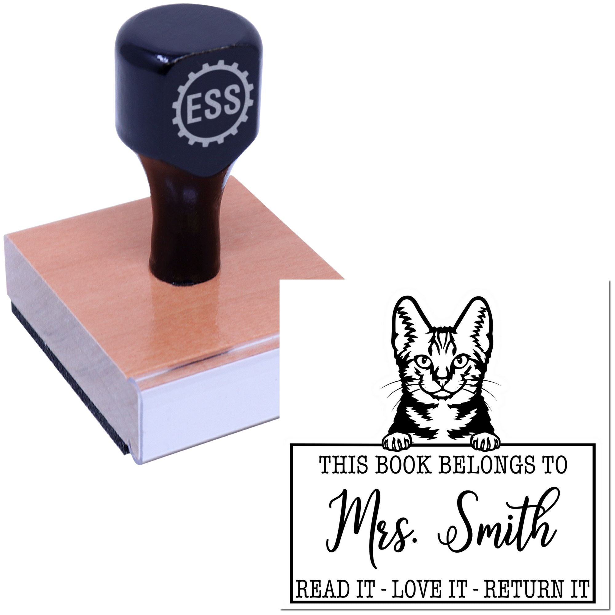 American Shorthair Personalized Cat This Book Belongs To Stamp - Engineer Seal Stamps