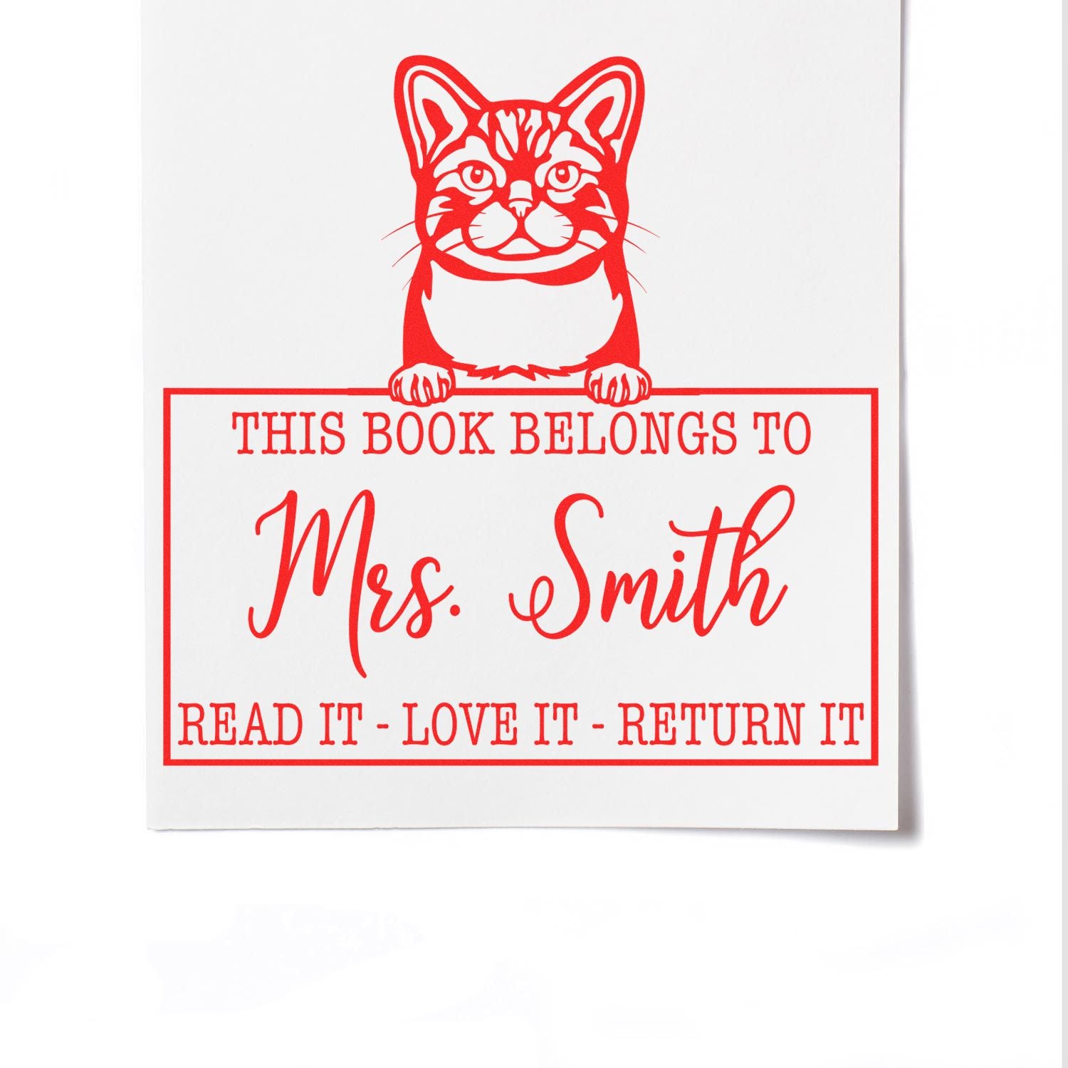 American Wirehair Personalized Cat Book Belongs Stamp - Engineer Seal Stamps