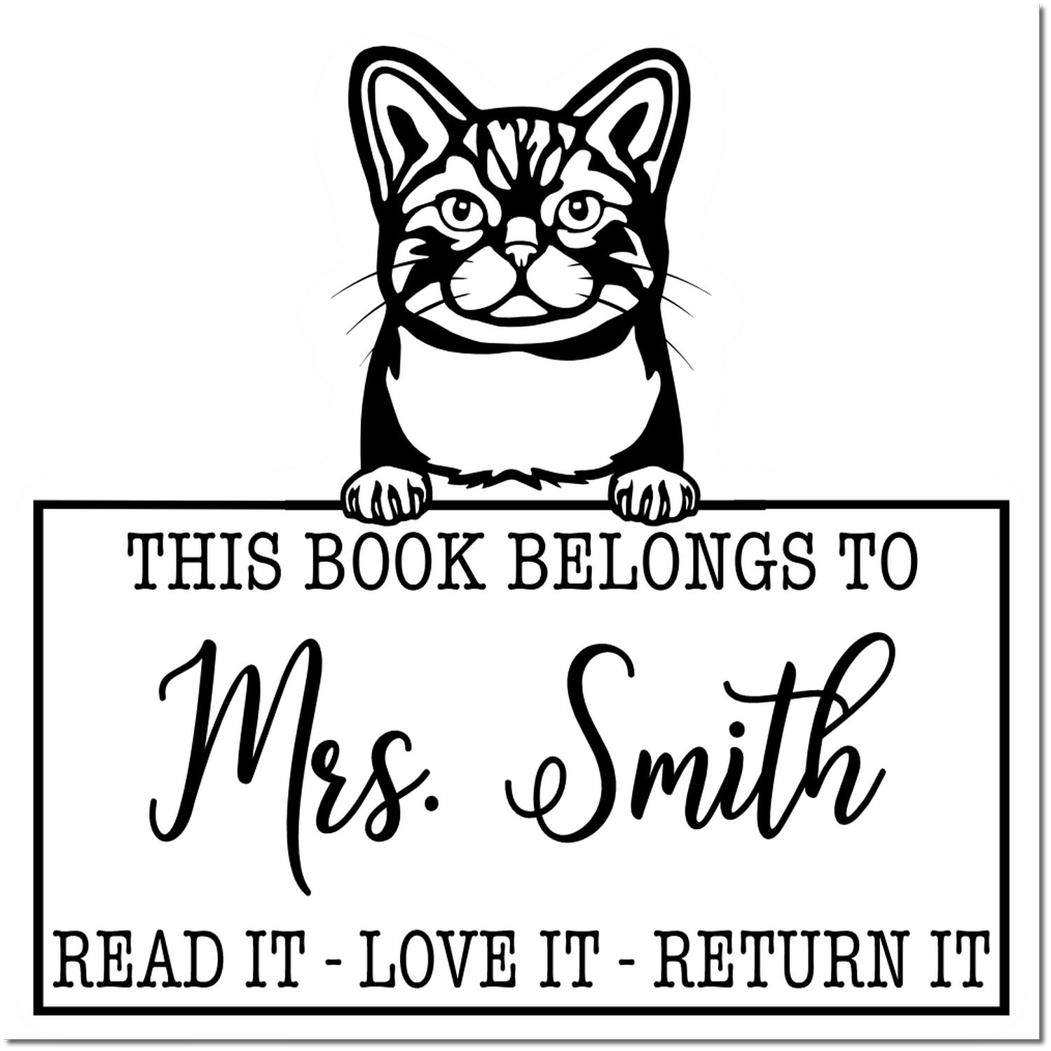 American Wirehair Personalized Cat Book Belongs Stamp - Engineer Seal Stamps