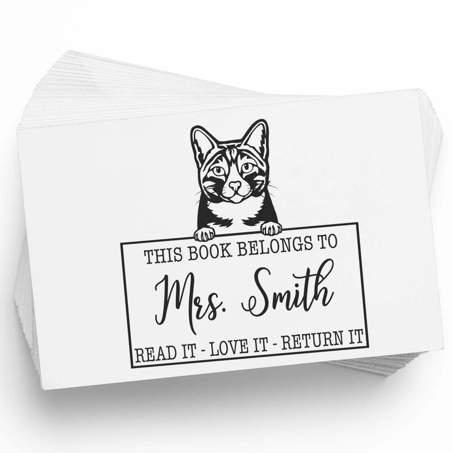 Arabian Mau Cat Custom Classroom Library Stamp - Engineer Seal Stamps