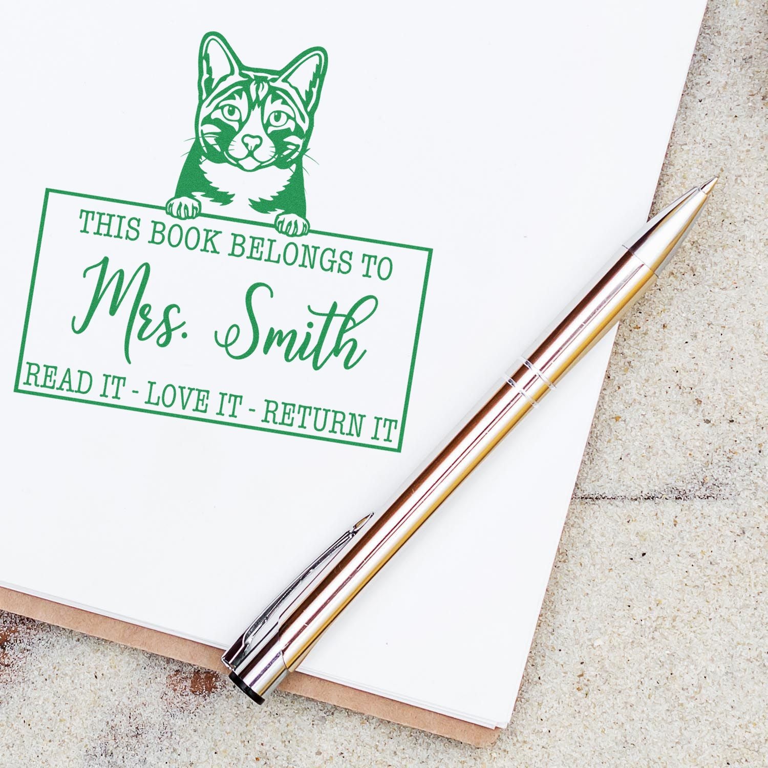 Arabian Mau Personalized Cat Book Stamp - Engineer Seal Stamps