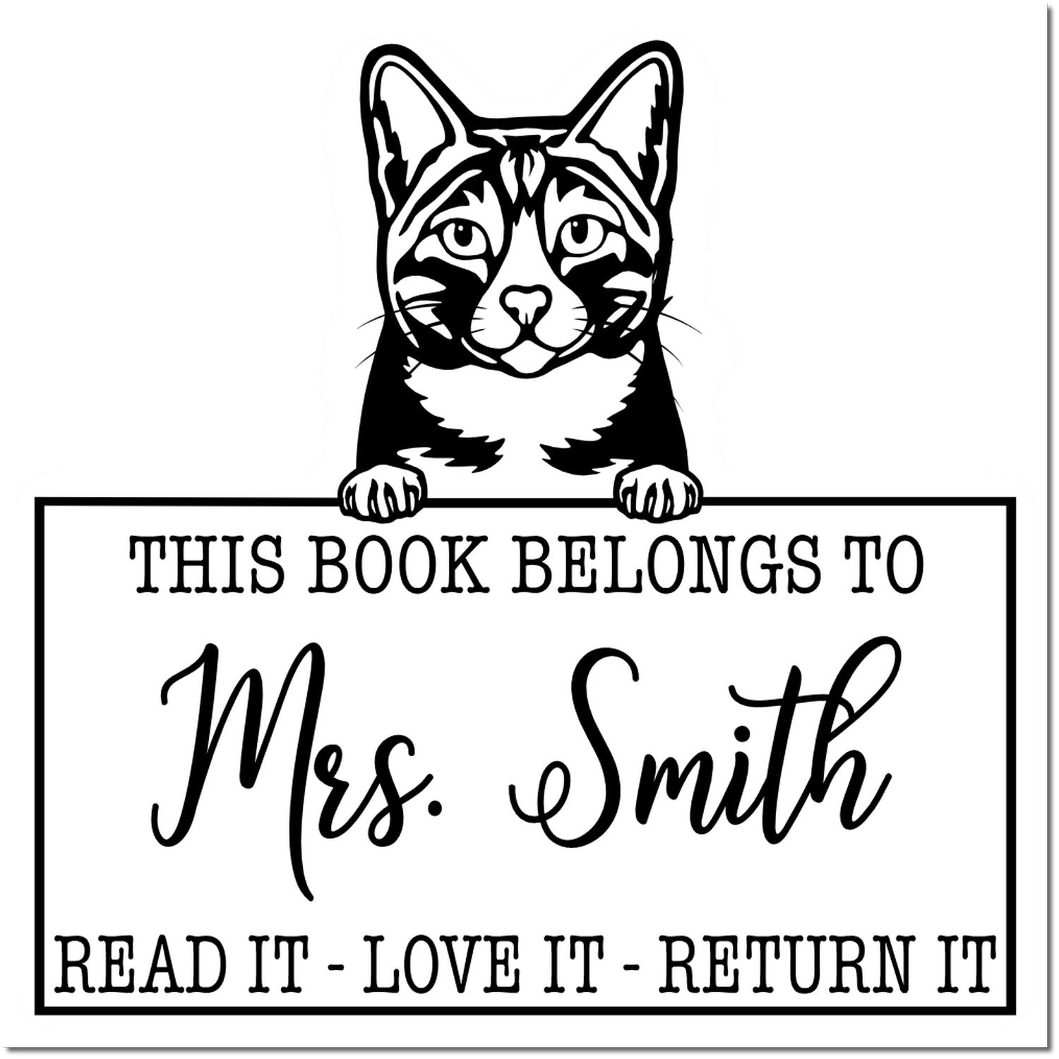 Arabian Mau Personalized Cat Book Stamp - Engineer Seal Stamps