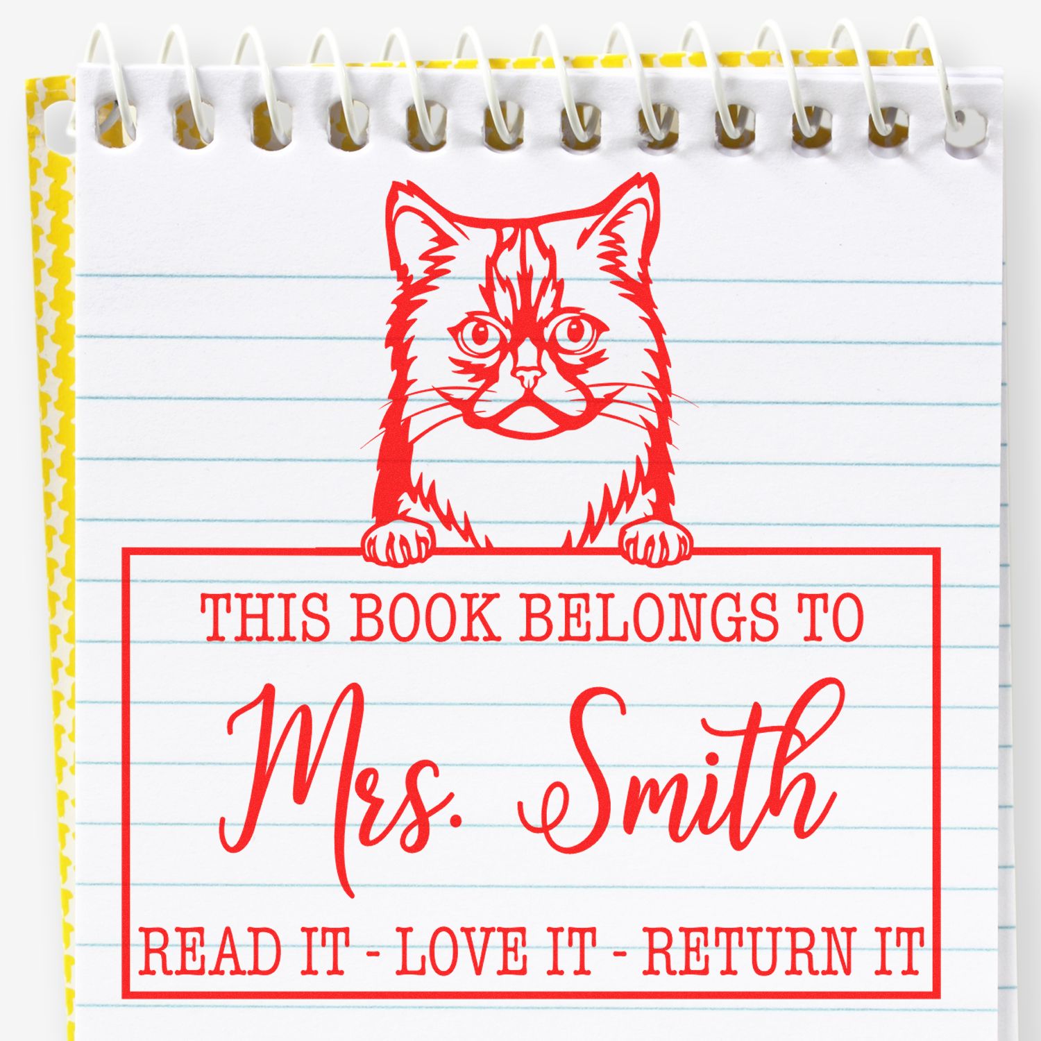 Custom Book Sharing Stamp with Asian Semi Longhair Cat - Engineer Seal Stamps