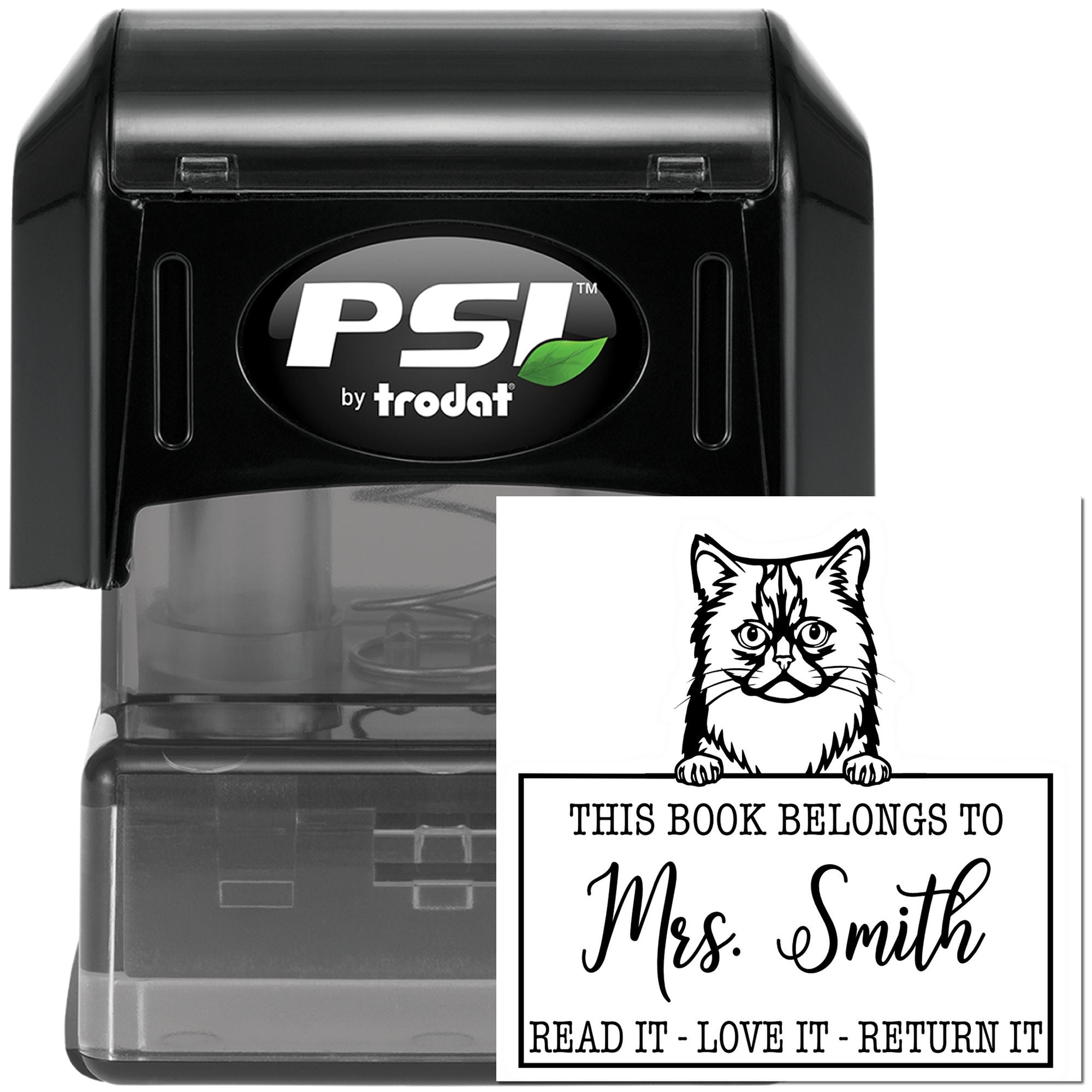 Asian Semi Longhair Cat Custom Teacher Classroom Stamp - Engineer Seal Stamps