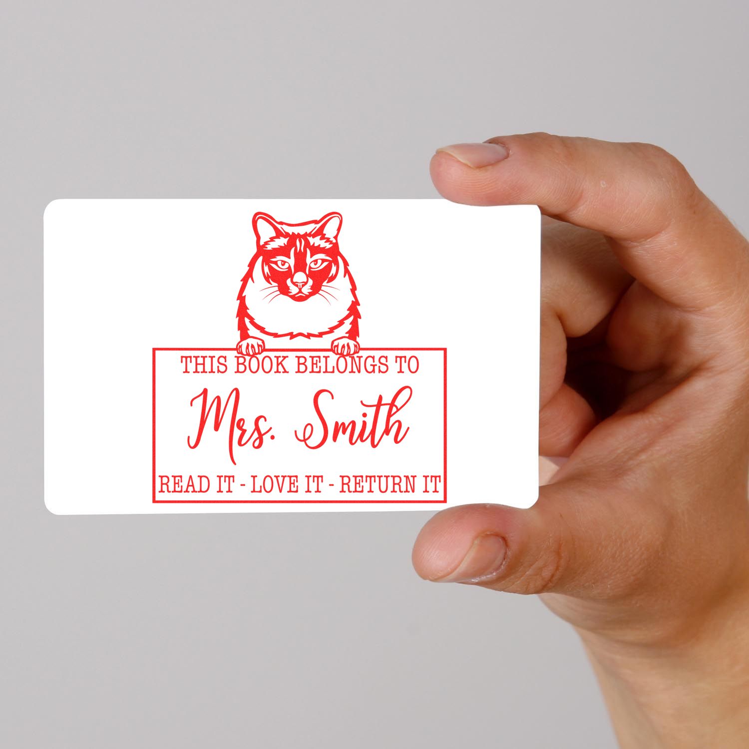 Custom Return My Book Stamp with Balinese Cat - Engineer Seal Stamps