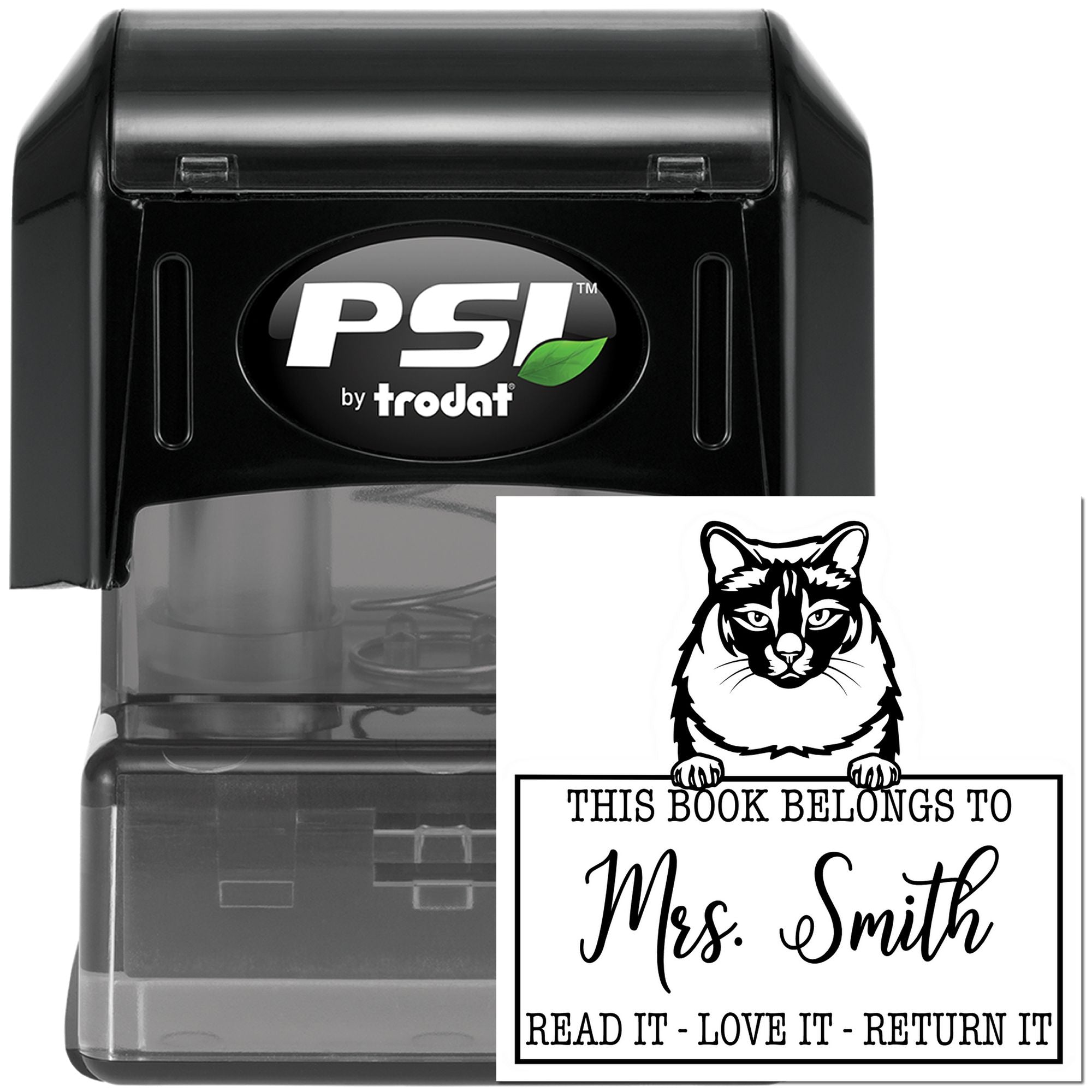 Balinese Cat Custom Library Book Stamp - Engineer Seal Stamps