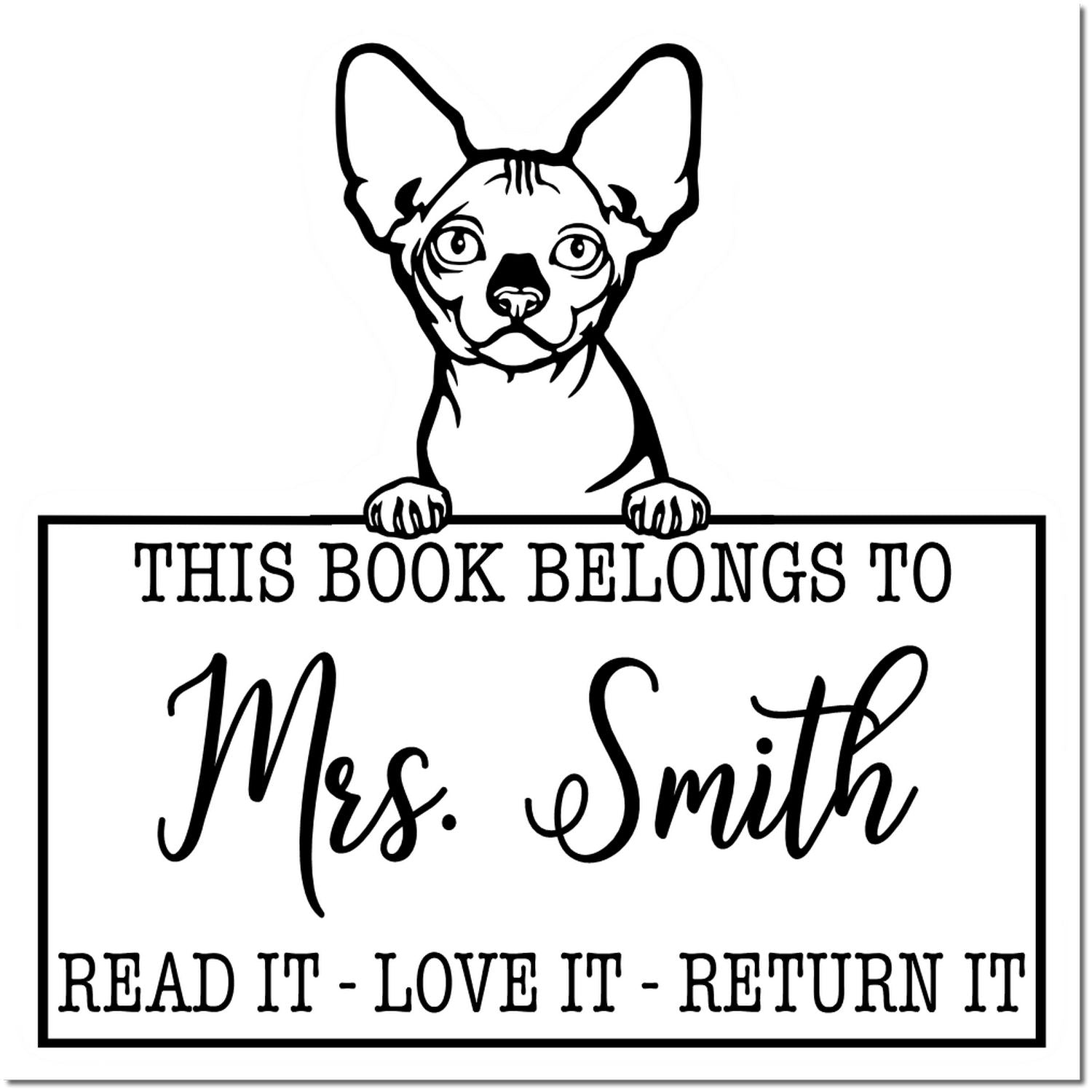 Bambino Custom Made Cat Book Stamp - Engineer Seal Stamps