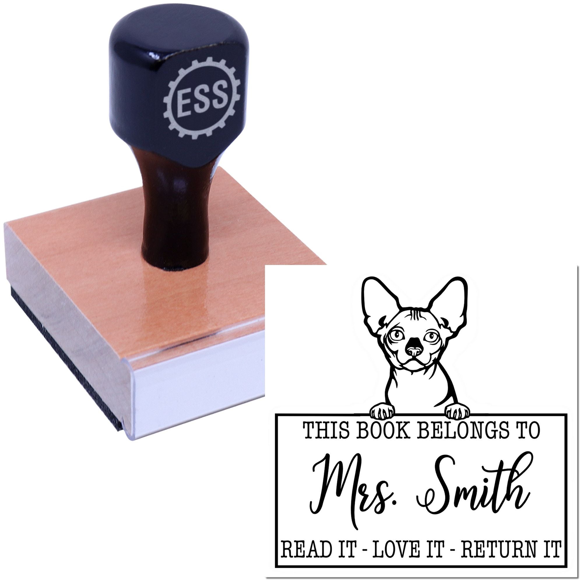 Bambino Custom Made Cat Book Stamp - Engineer Seal Stamps