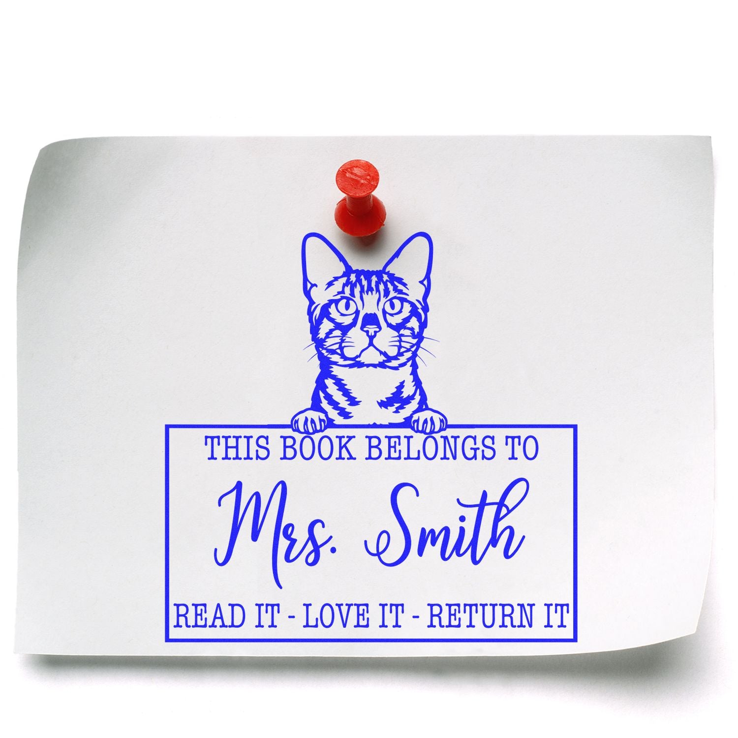 Custom Please Return Book Stamp with Bengal Cat - Engineer Seal Stamps