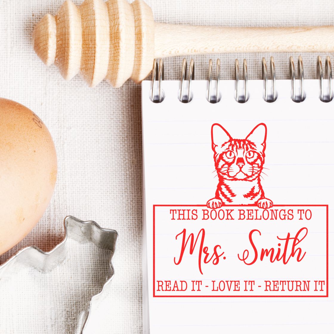 Custom Please Return Book Stamp with Bengal Cat - Engineer Seal Stamps