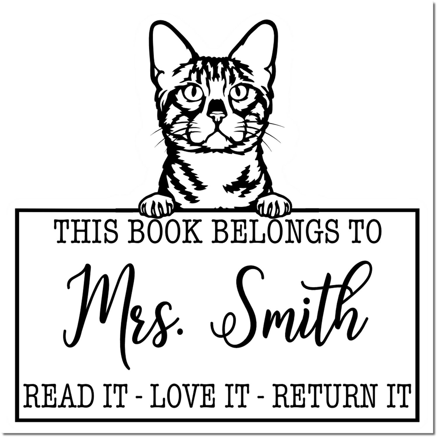 Bengal Custom Made Cat Bookplate? Stamp - Engineer Seal Stamps