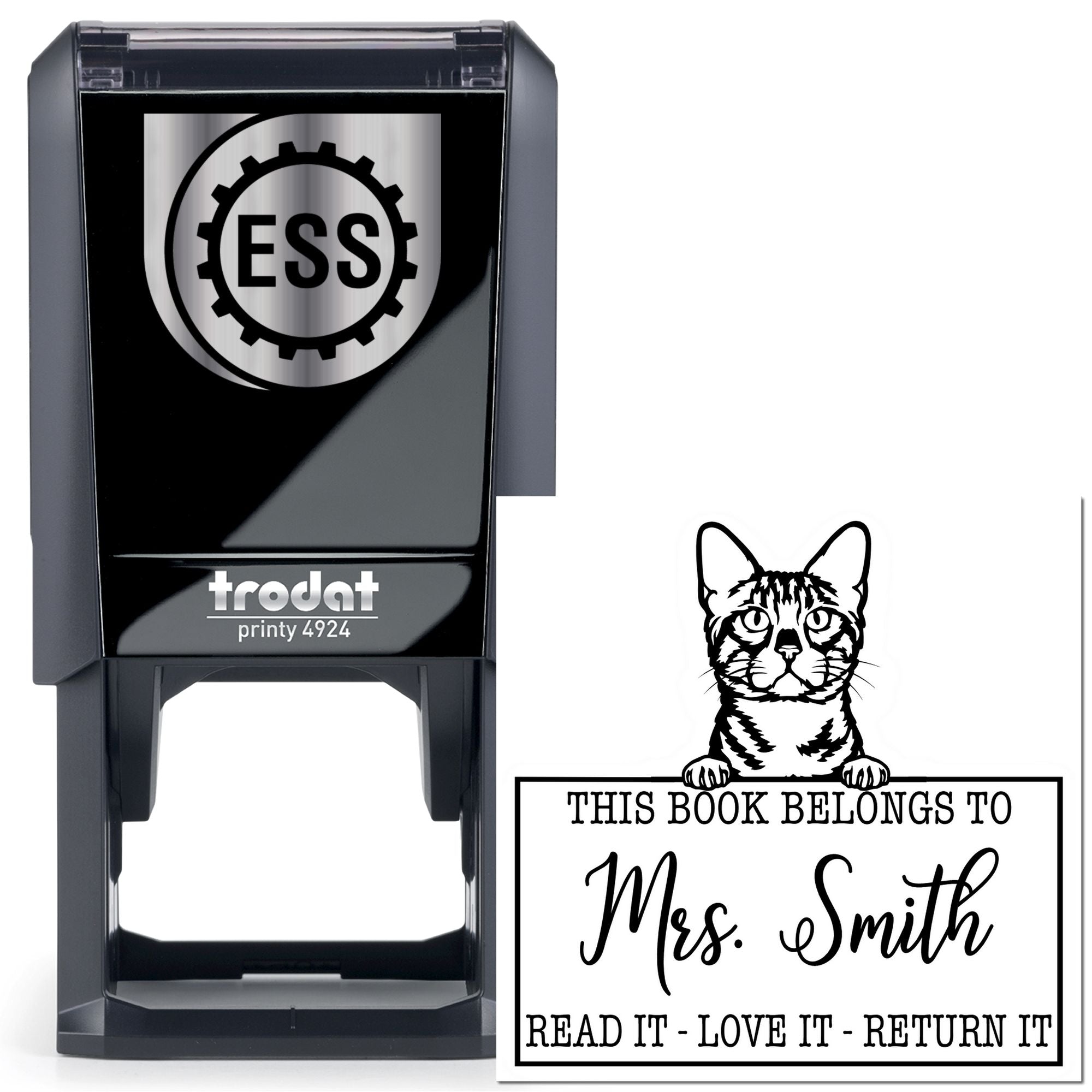 Bengal Personalized Cat-Themed Bookplate? Stamp - Engineer Seal Stamps