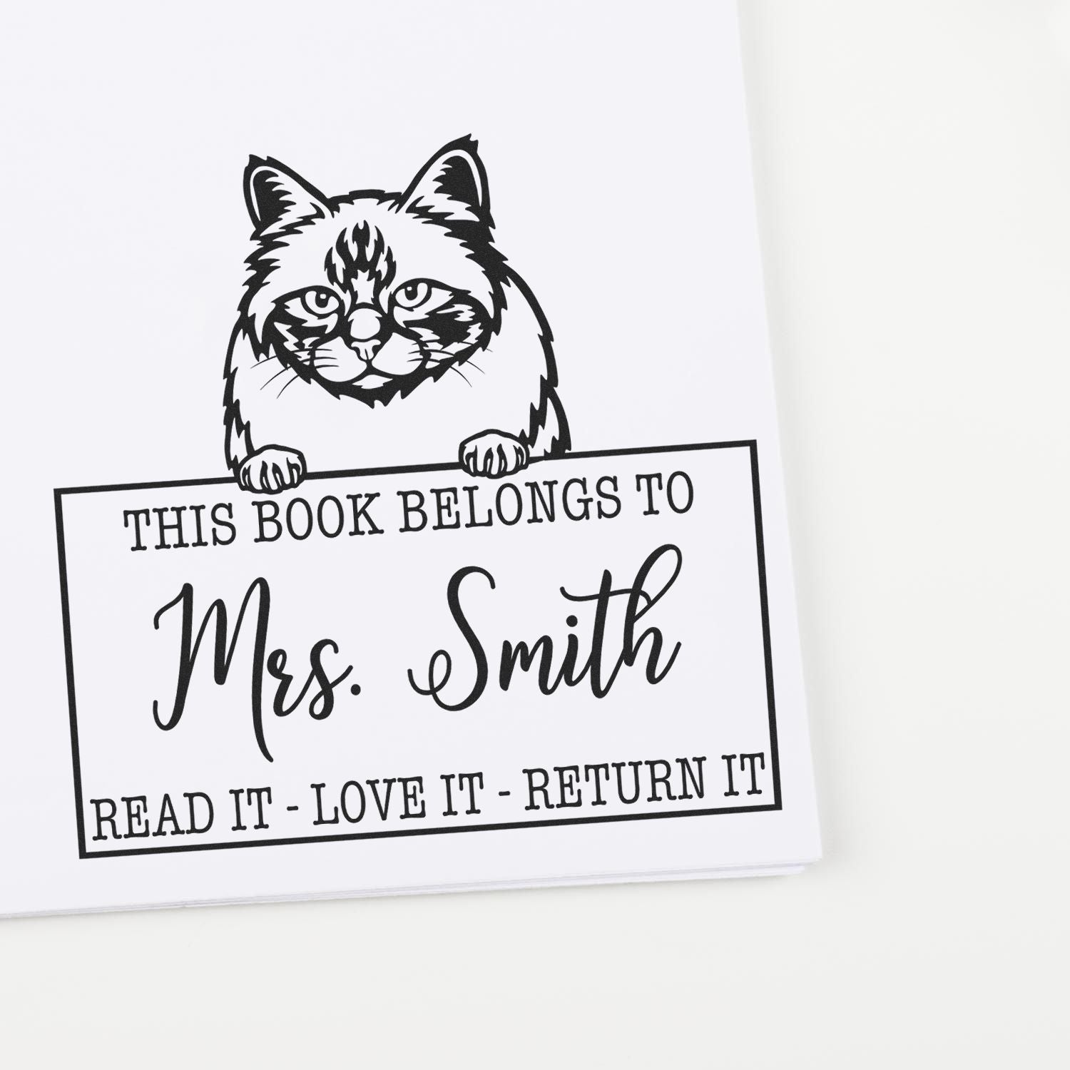 Birman Cat Custom Library Stamp - Engineer Seal Stamps