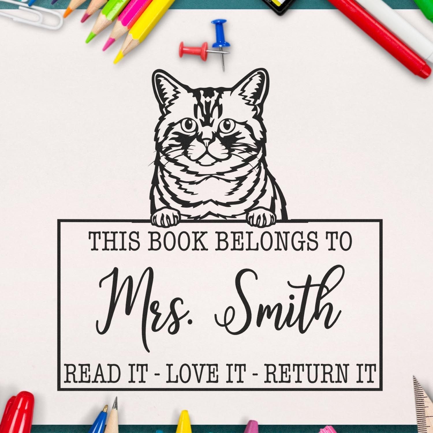 Brazilian Shorthair Personalized Cat-Themed Read It Love It Return It Stamp - Engineer Seal Stamps