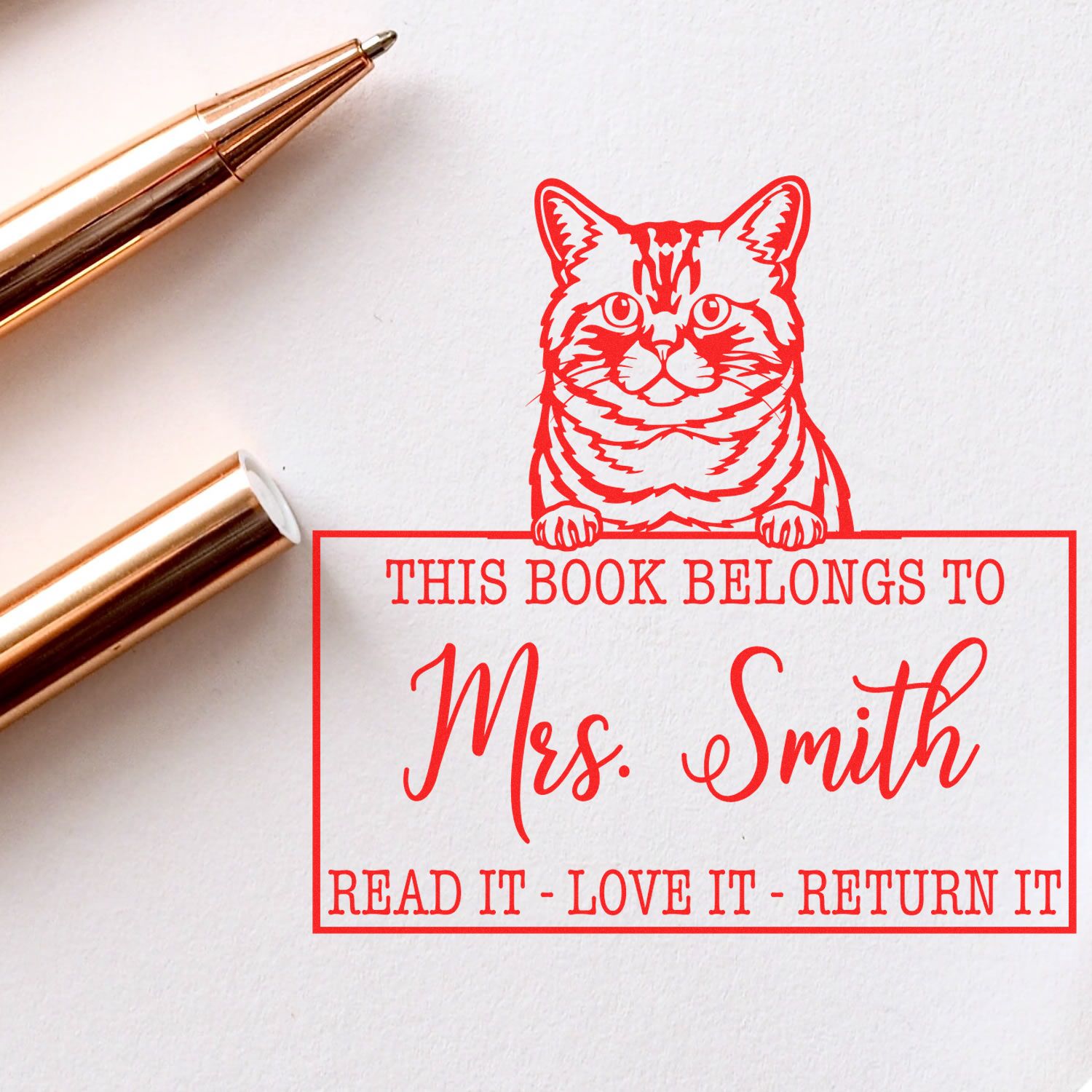 Brazilian Shorthair Cat Custom Book Ownership Stamp - Engineer Seal Stamps