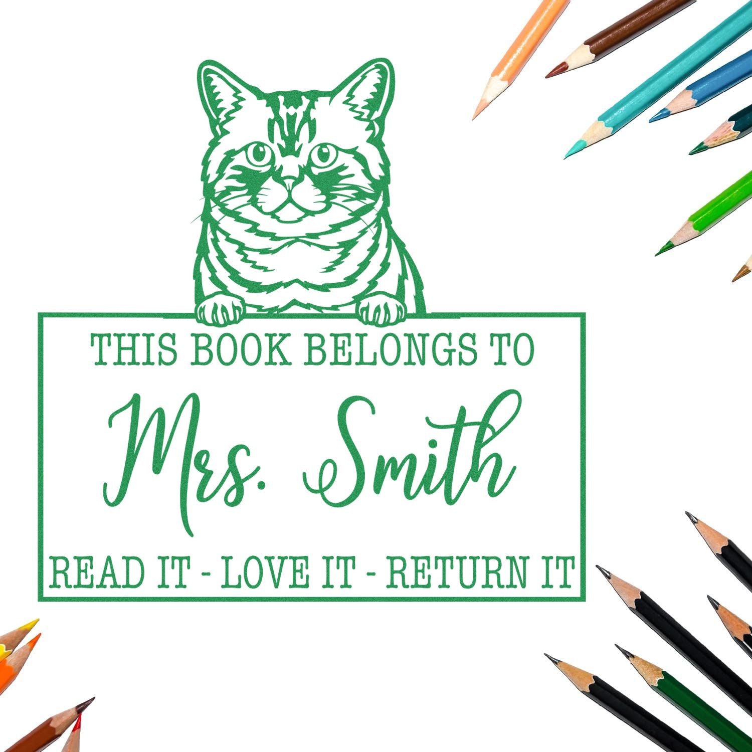 Brazilian Shorthair Personalized Cat-Themed Read It Love It Return It Stamp - Engineer Seal Stamps