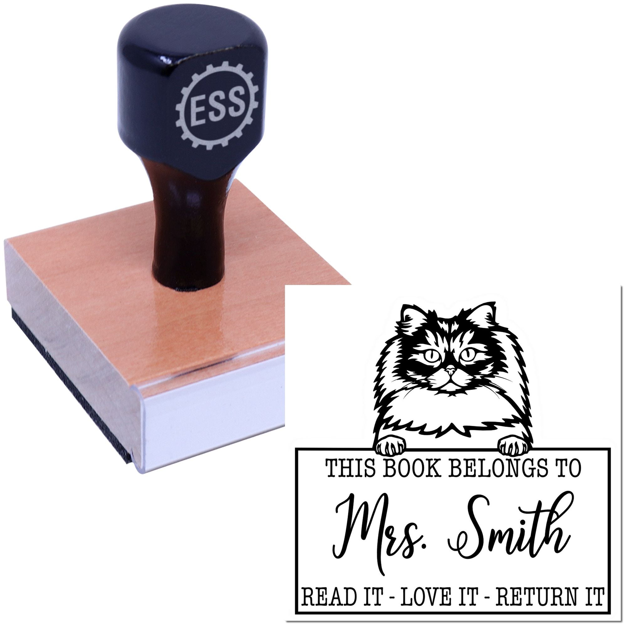 British Longhair Custom Made Cat This Book Belongs To Stamp