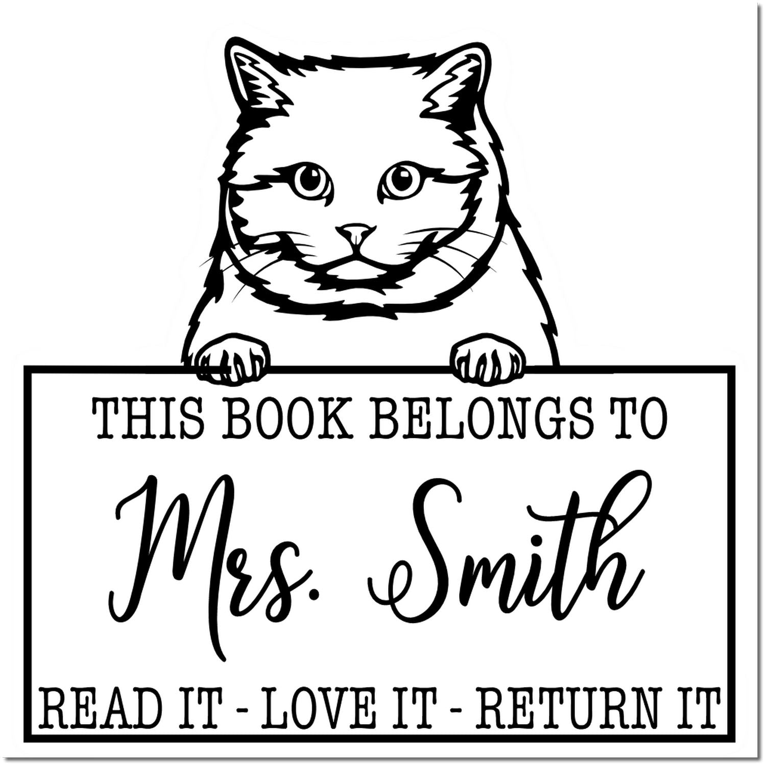 British Shorthair Custom Made Cat Book Belongs Stamp - Engineer Seal Stamps