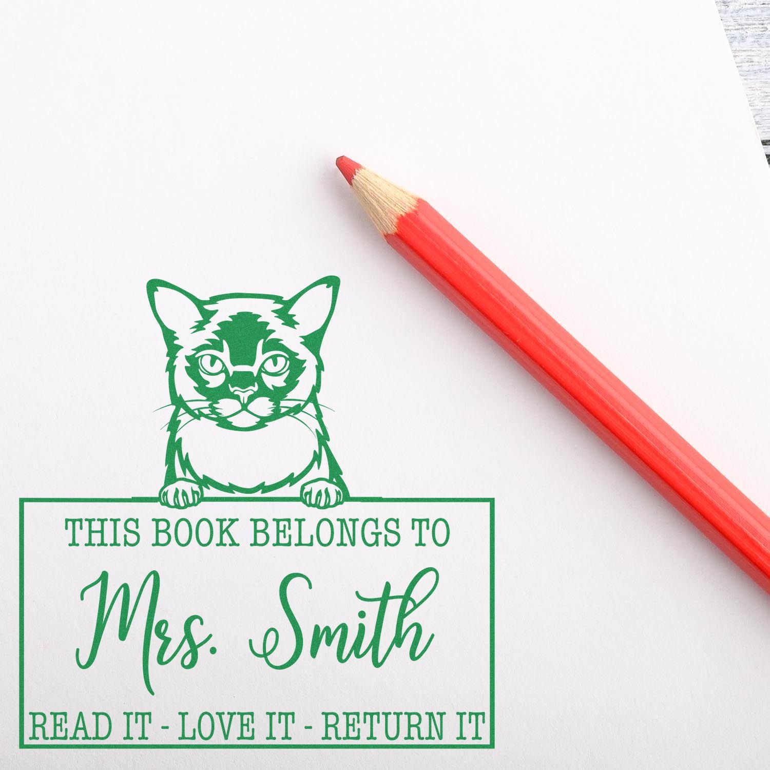 Burmese Custom Made Cat Book Stamp - Engineer Seal Stamps