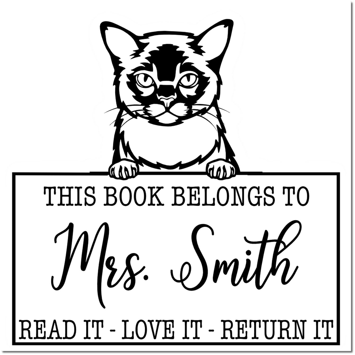 Burmese Personalized Cat-Themed Book Stamp - Engineer Seal Stamps