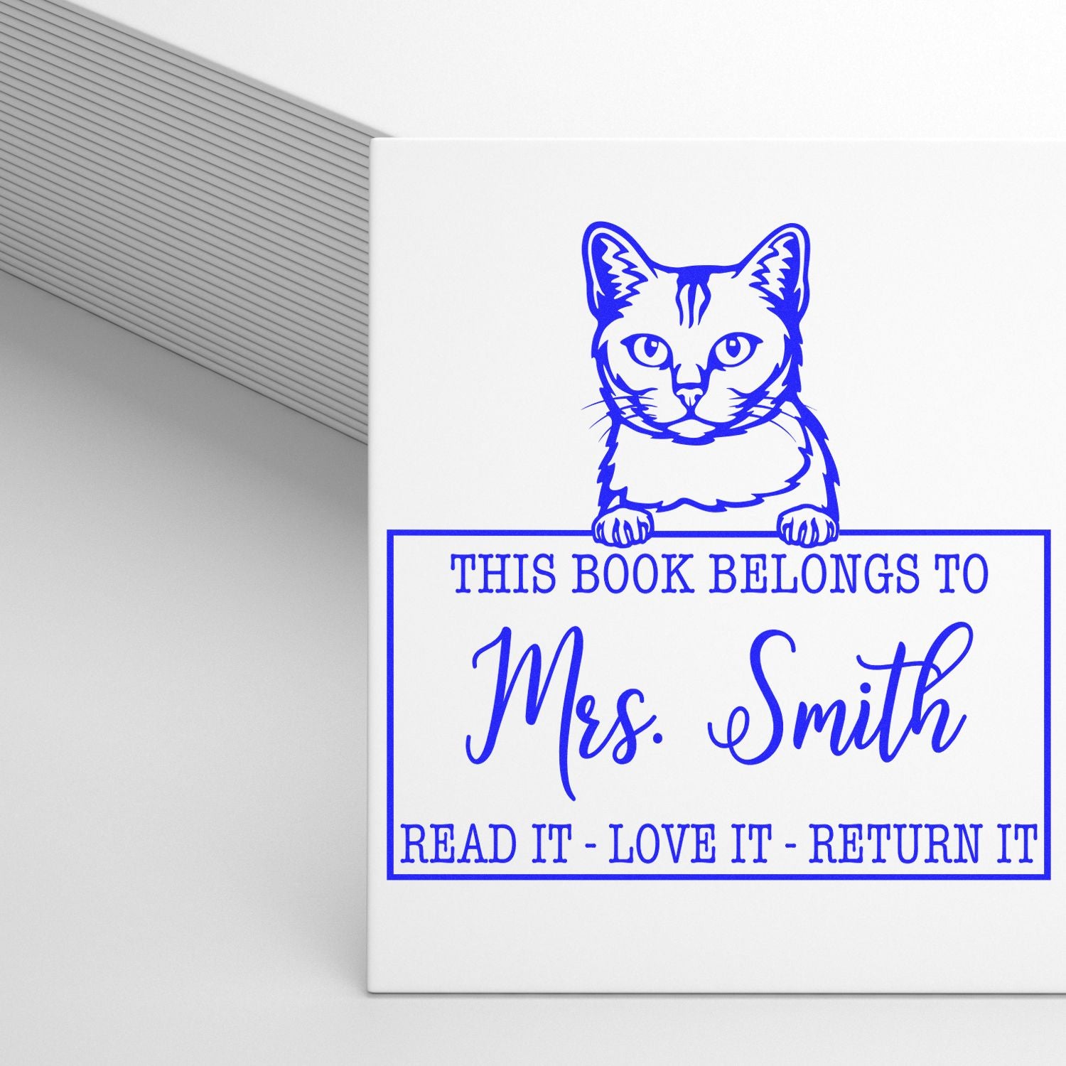 Custom Property Of Teacher Stamp with Burmilla Cat - Engineer Seal Stamps
