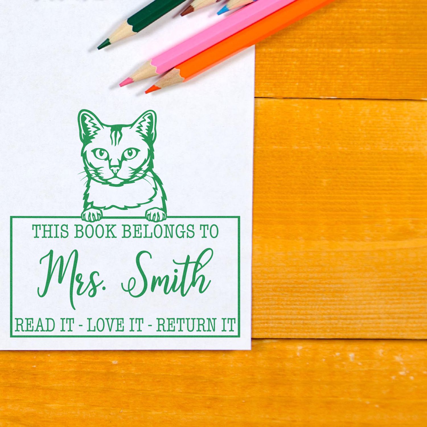 Burmilla Custom Made Cat Library Stamp - Engineer Seal Stamps