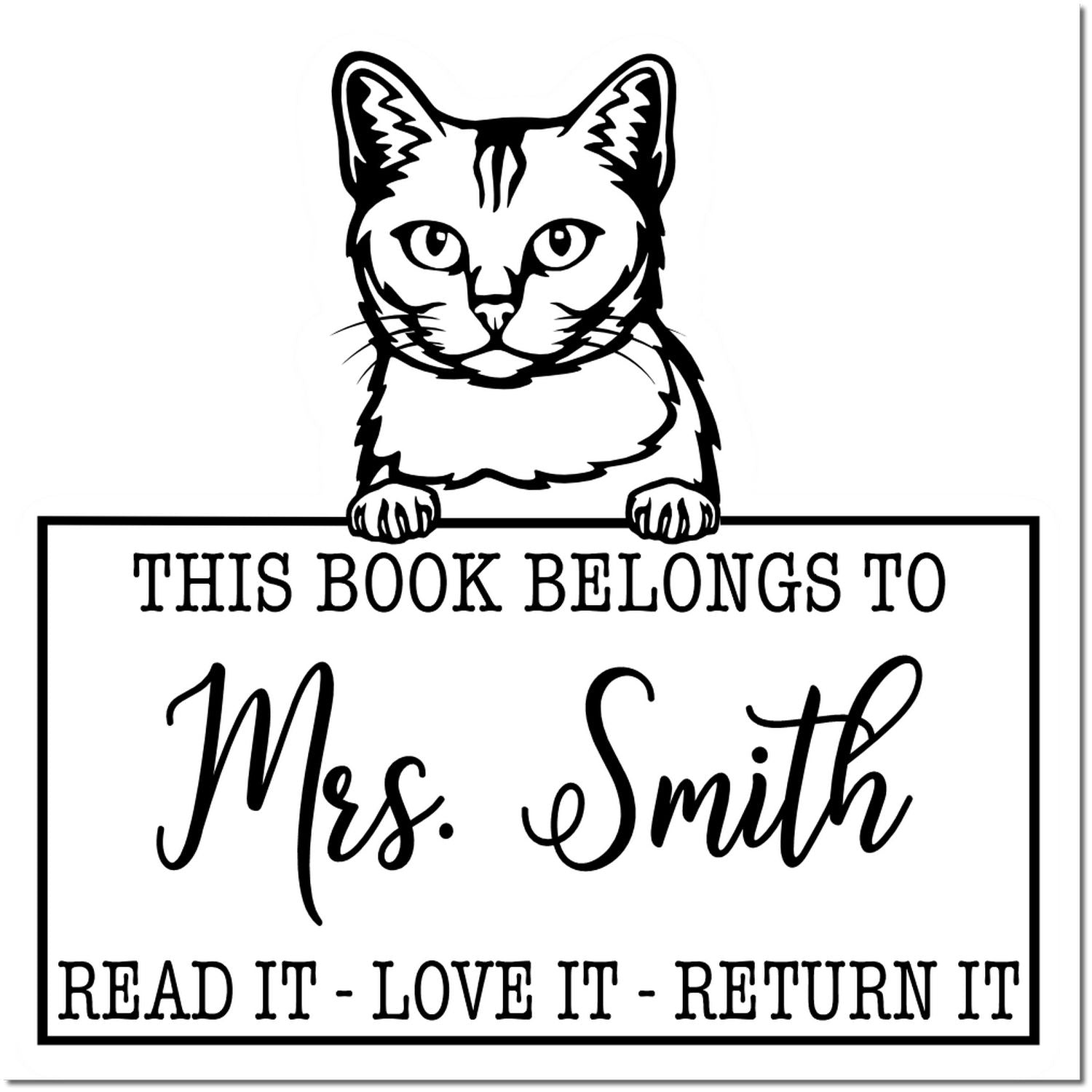 Burmilla Personalized Cat-Themed Library Stamp - Engineer Seal Stamps