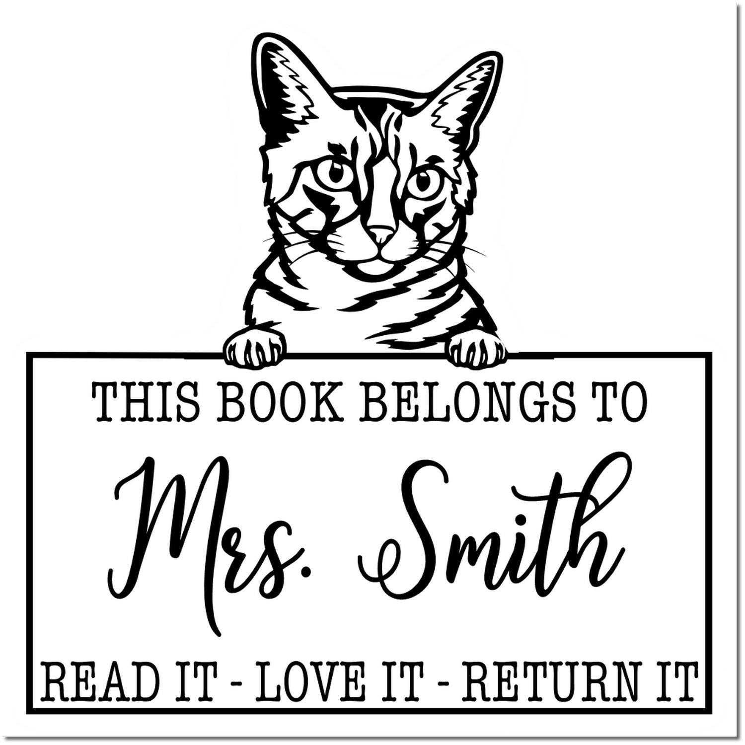 California Spangled Personalized Cat-Themed Love It Return It Stamp - Engineer Seal Stamps