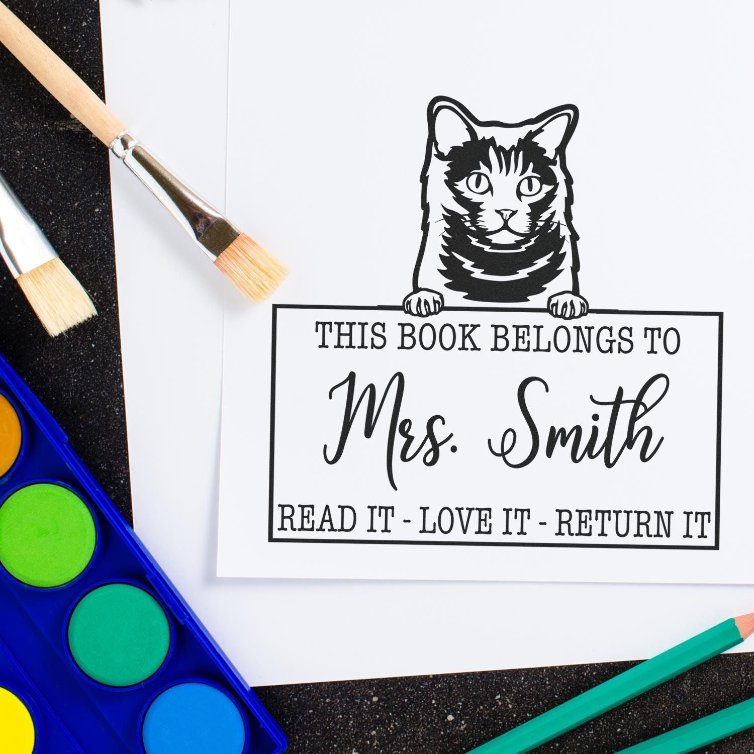 Chartreux Cat Custom Classroom Library Tools Stamp - Engineer Seal Stamps