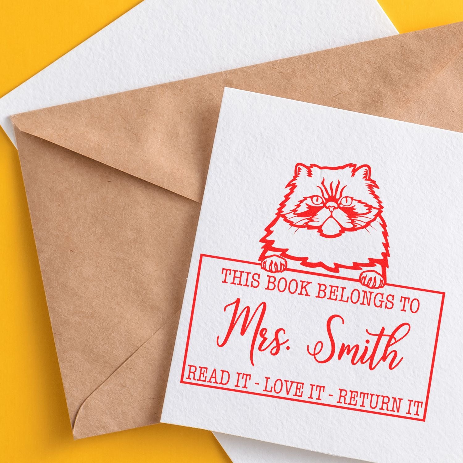 Colorpoint Persian Customizable Cat Book Stamp