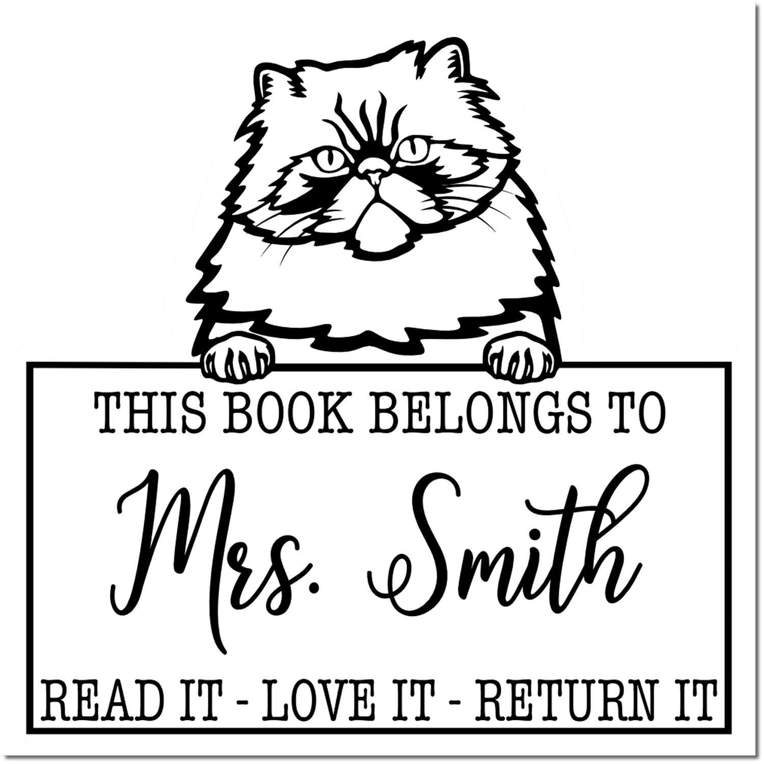 Colorpoint Persian Customizable Cat Book Stamp - Engineer Seal Stamps
