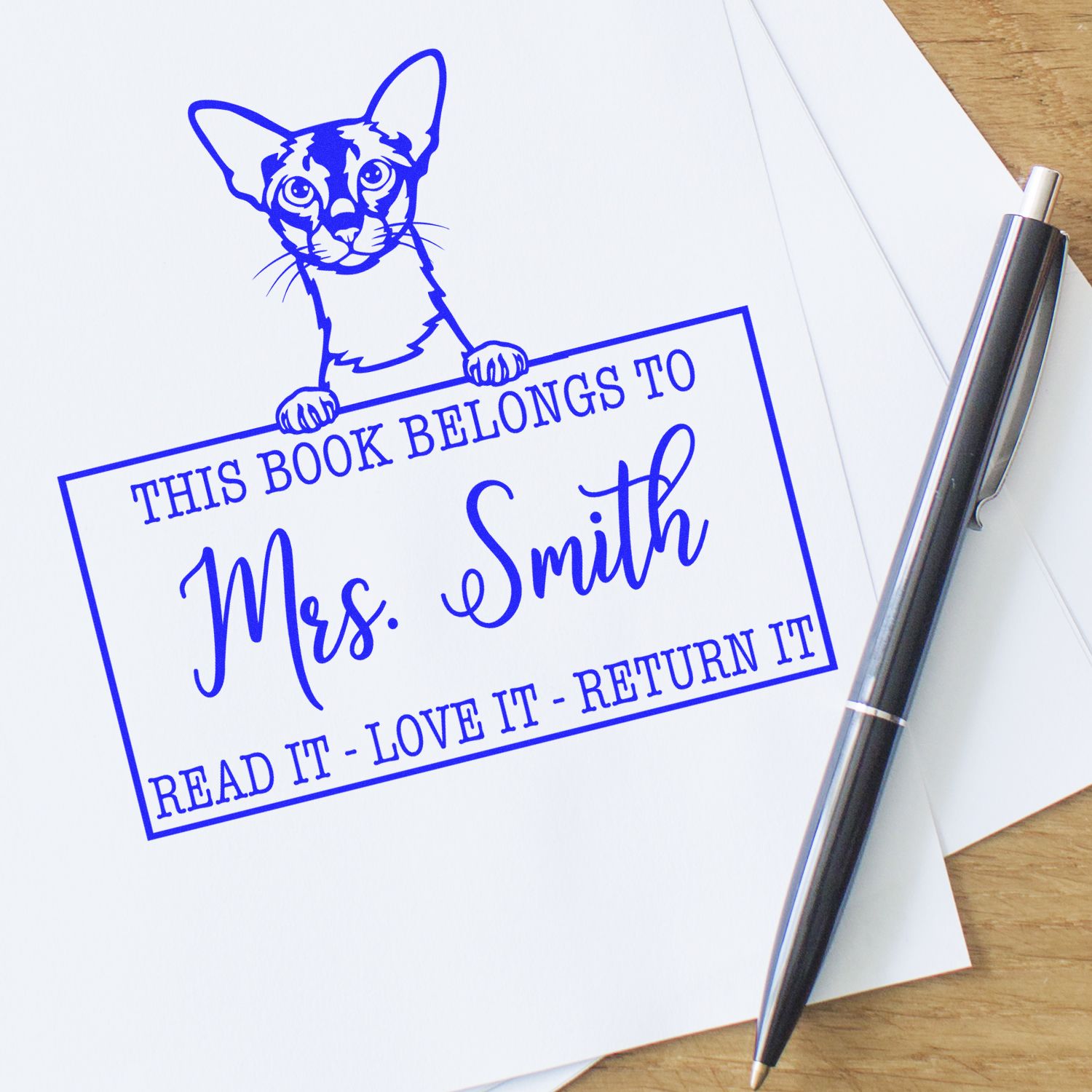 Colorpoint Shorthair Customizable Cat Bookplate? Stamp - Engineer Seal Stamps