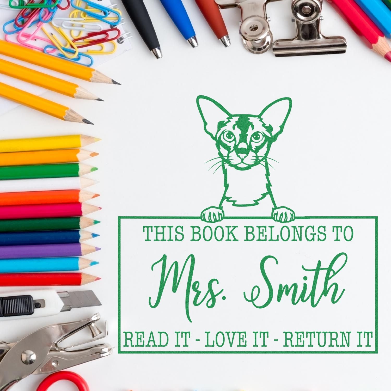 Colorpoint Shorthair Custom Made Cat-Themed Book Stamp - Engineer Seal Stamps