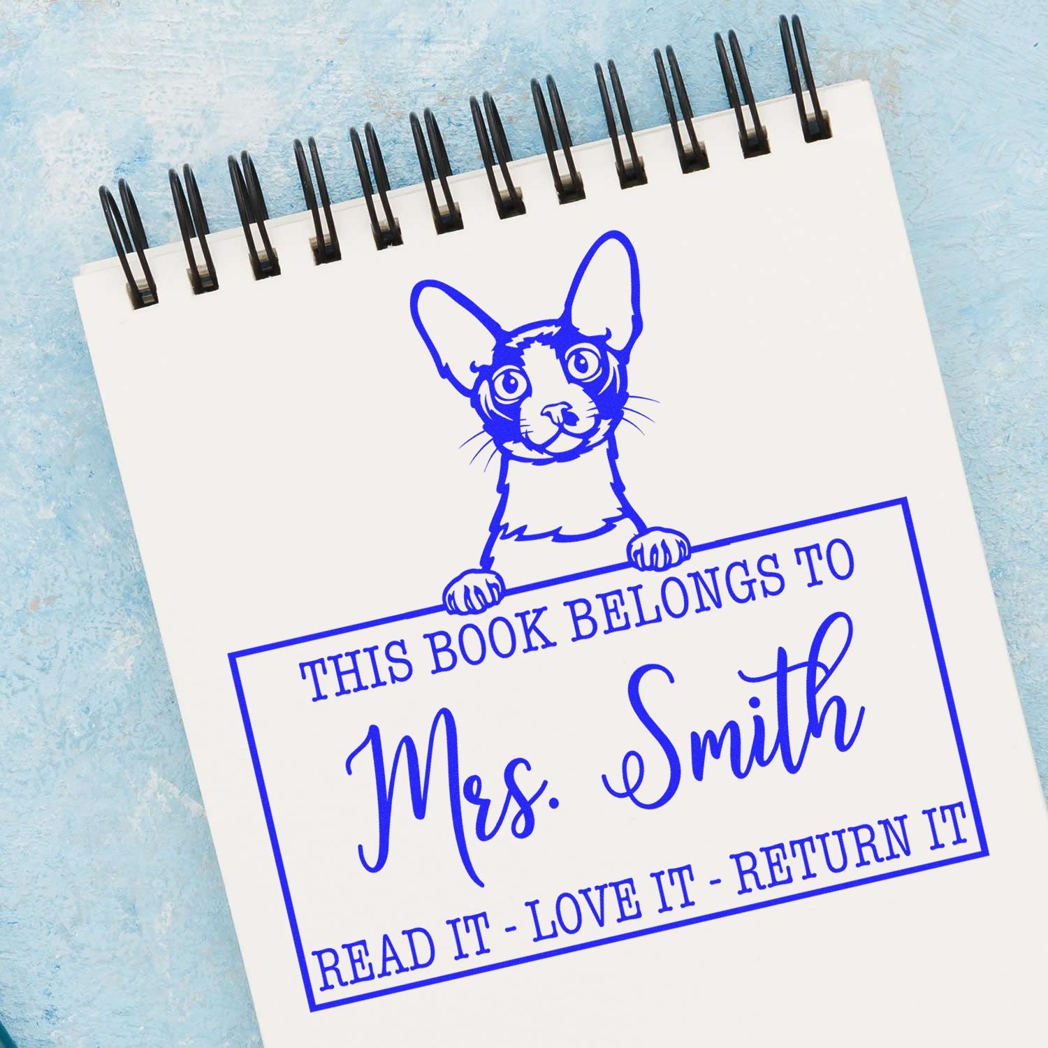 Cornish Rex Custom Made Cat-Themed Bookplate? Stamp - Engineer Seal Stamps