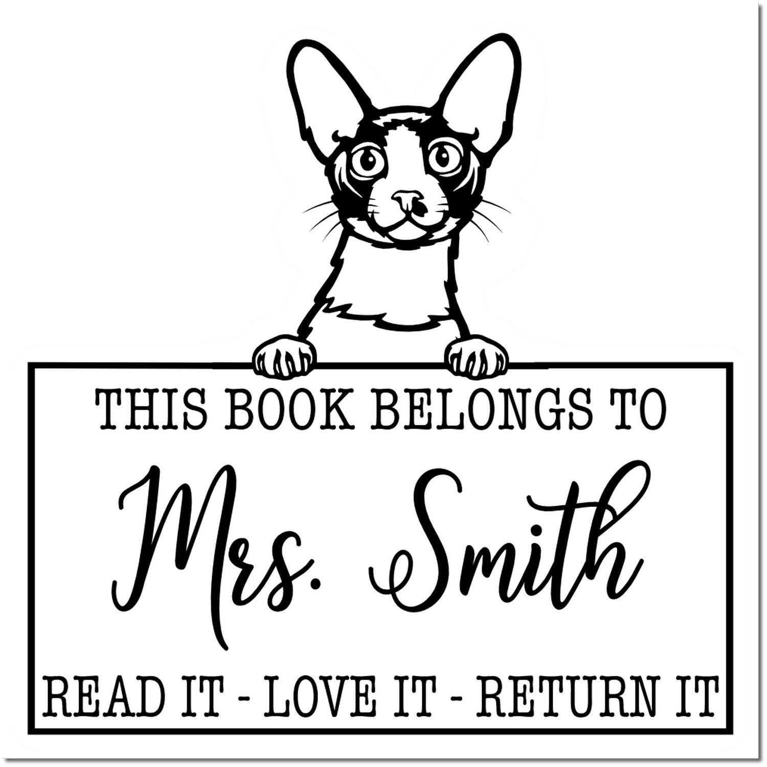 Cornish Rex Custom Made Cat-Themed Bookplate? Stamp - Engineer Seal Stamps