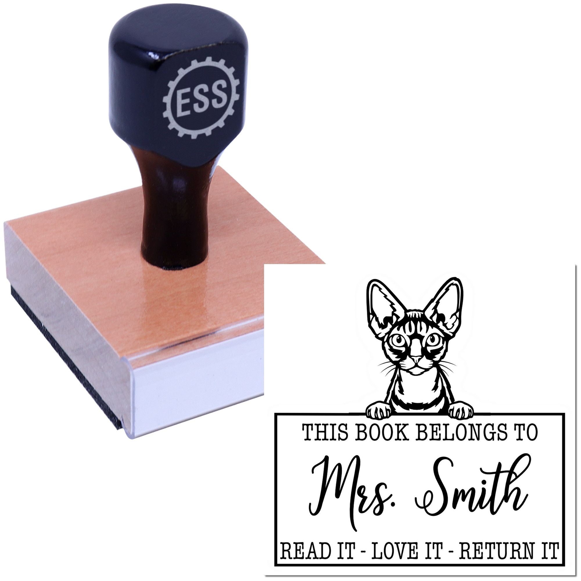 Devon Rex Customizable Cat Read It Love It Return It Stamp
